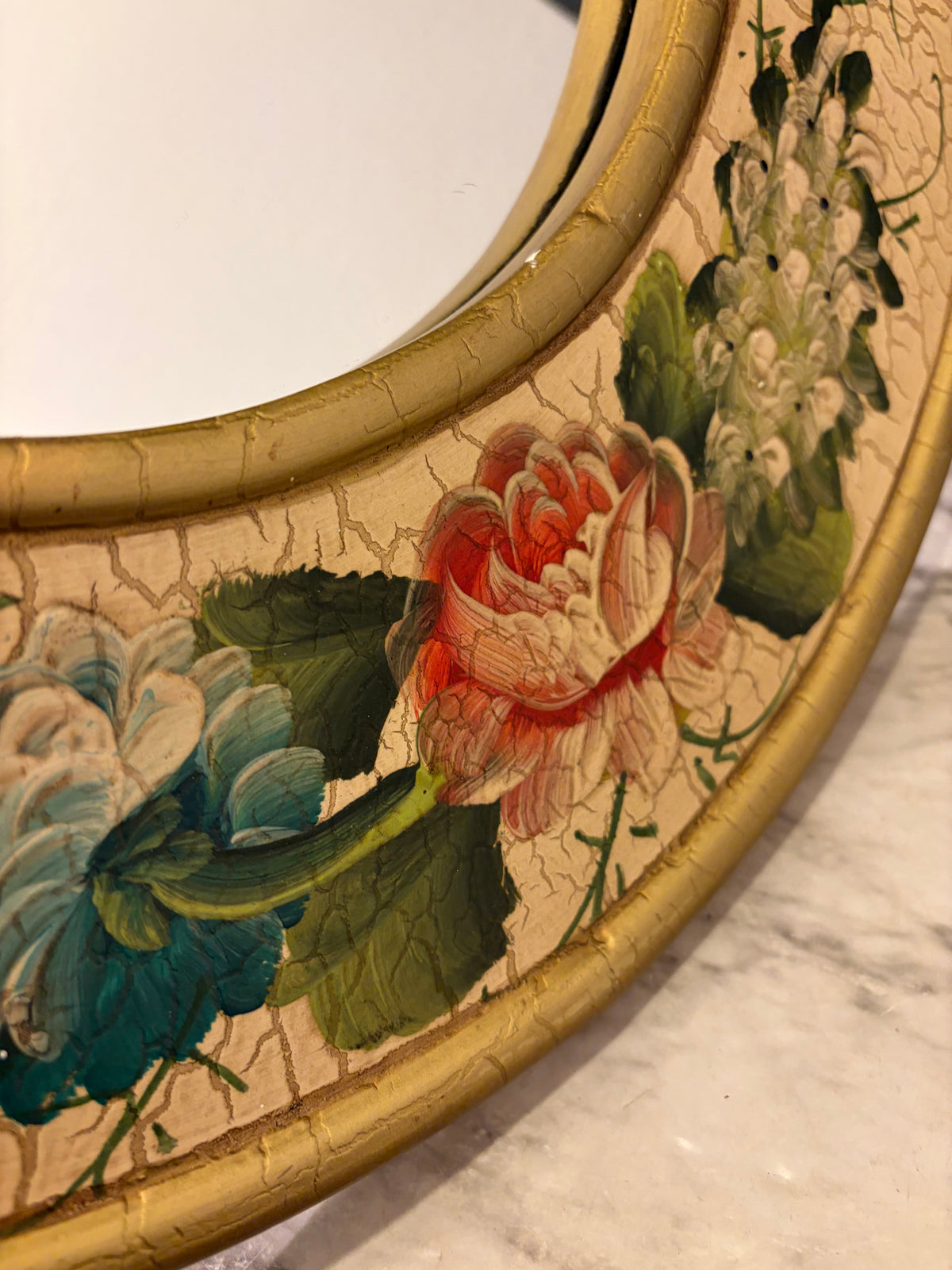 Oval Floral French Country Mirror