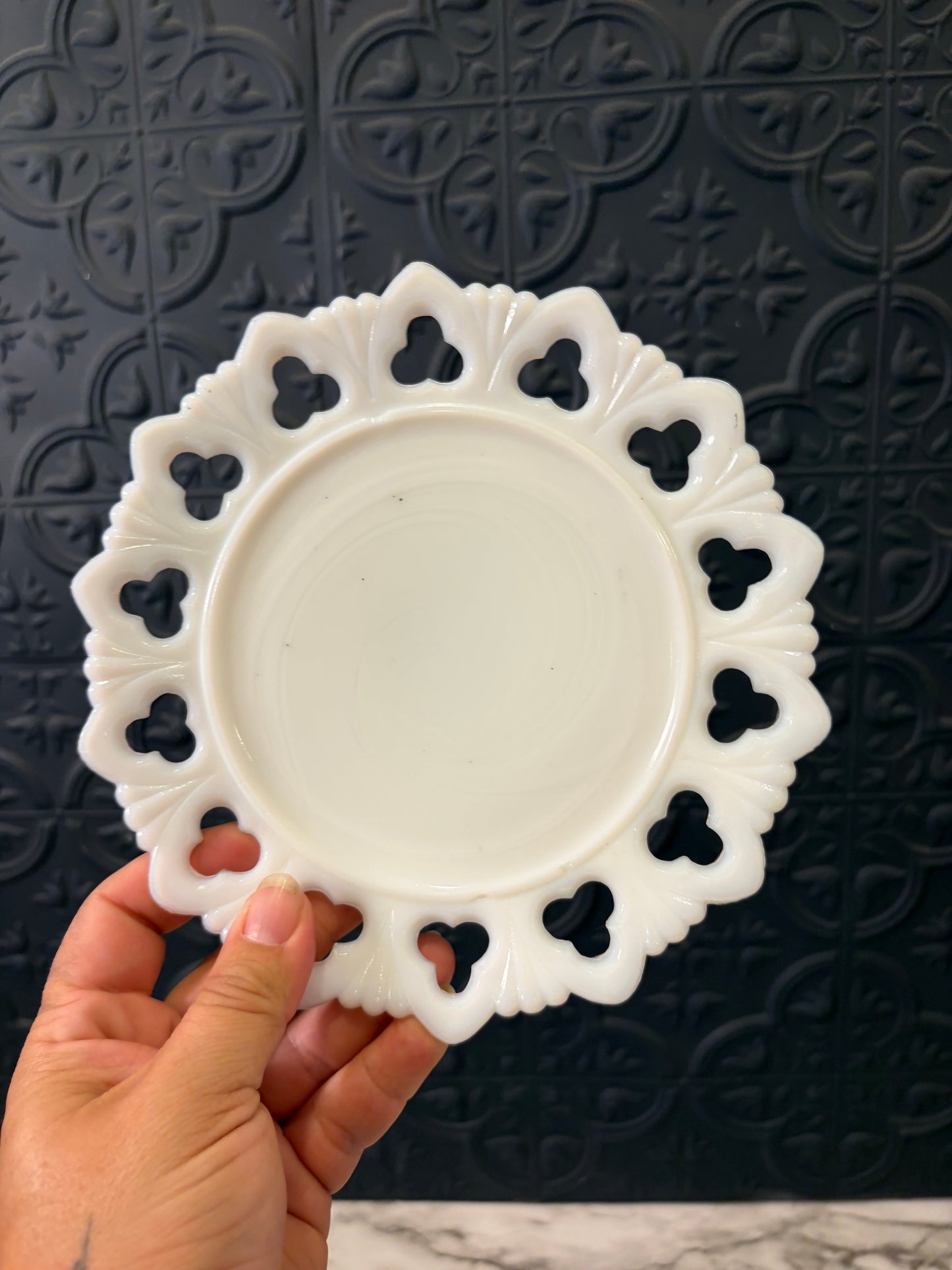 Milk Glass 7" Lace Edge Plate