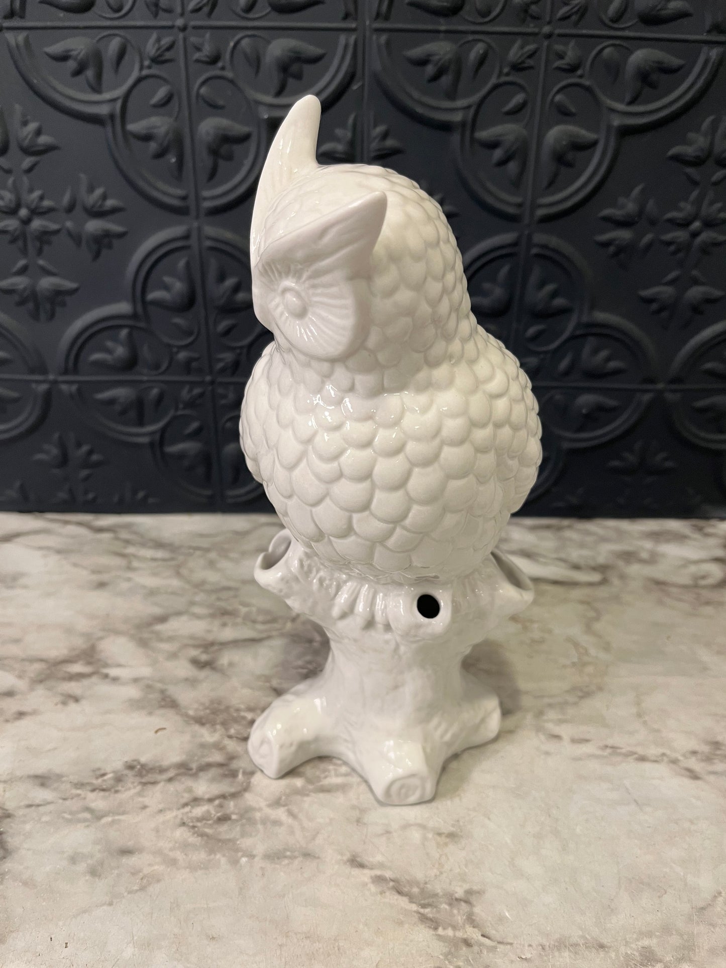 White Ceramic Owl Tulipere Vase