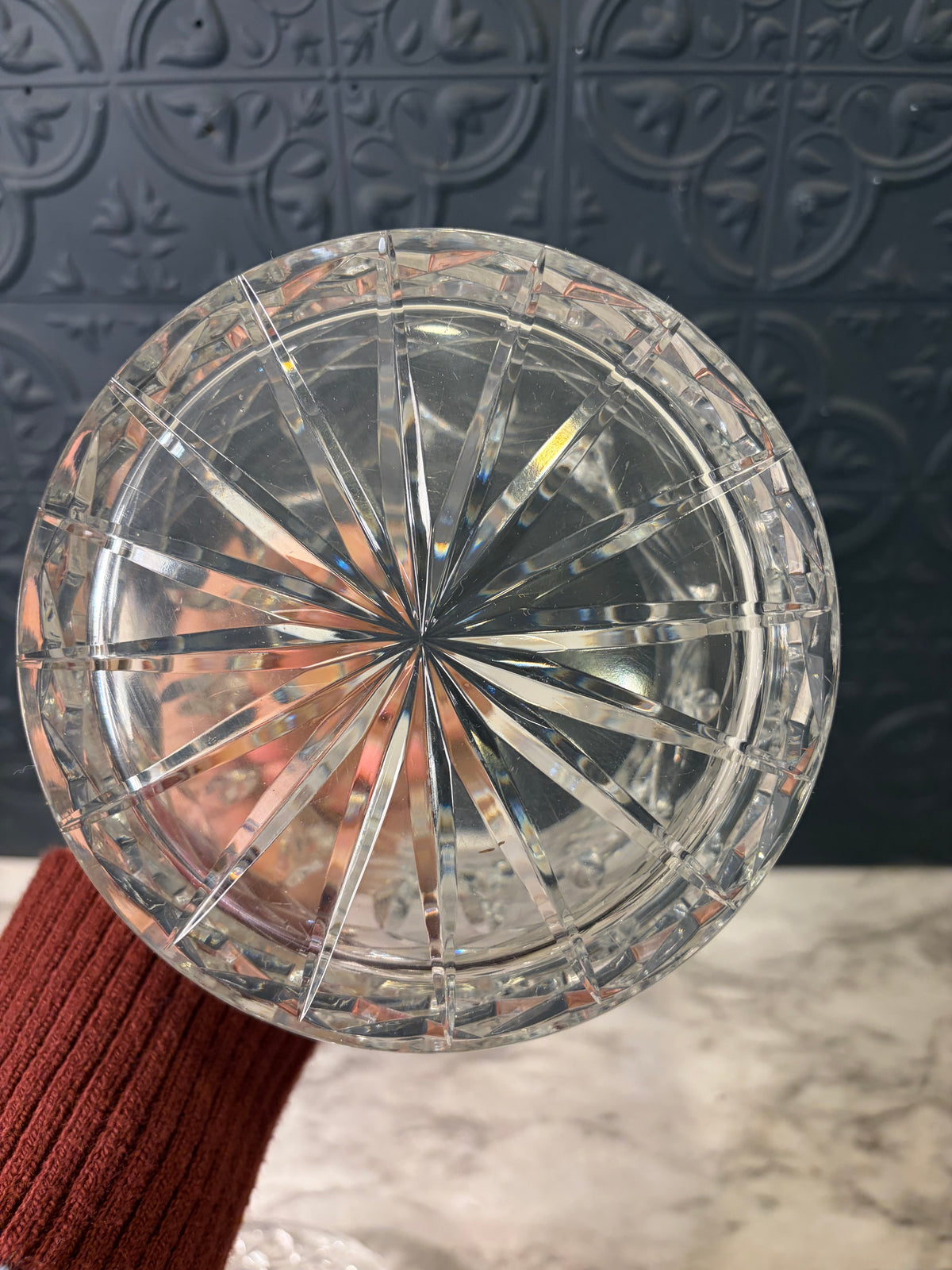 Heavy Cut Crystal Biscut Jar