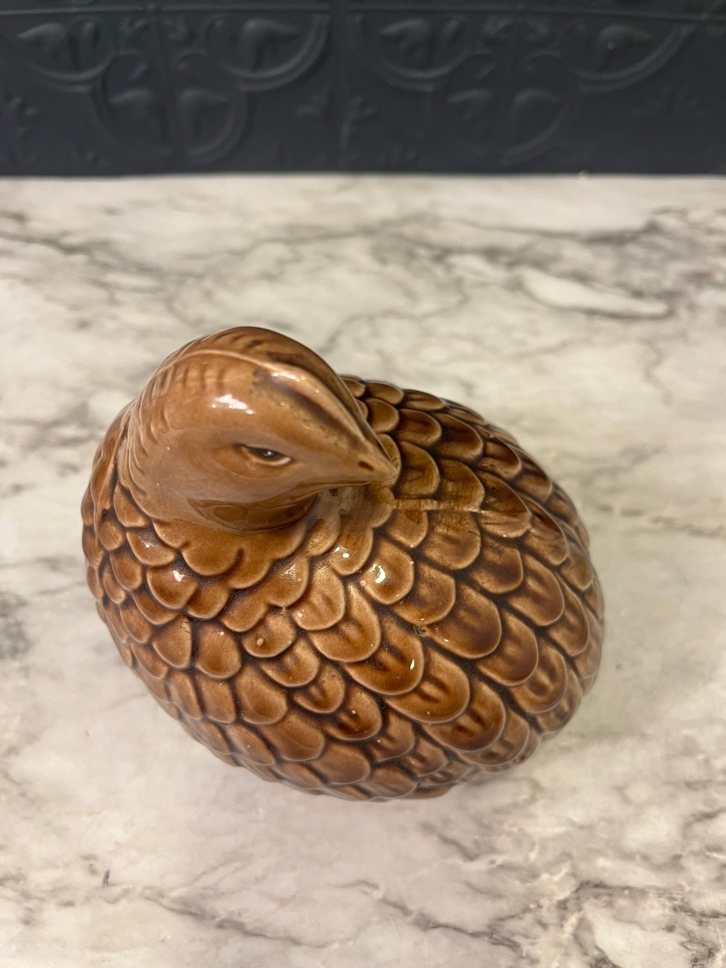 Brown Ceramic Quail