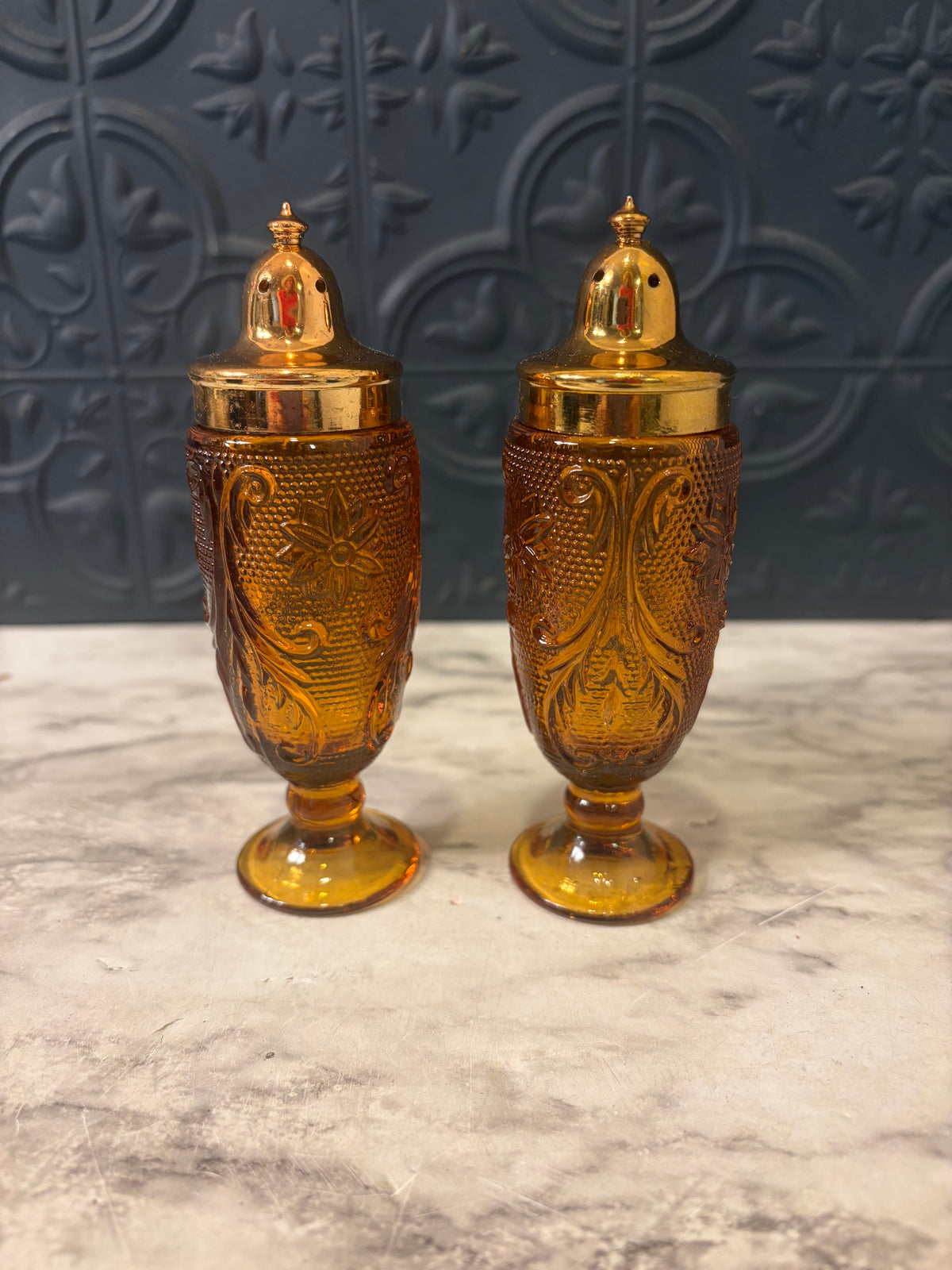 Amber Tiara Salt and Pepper Shakers