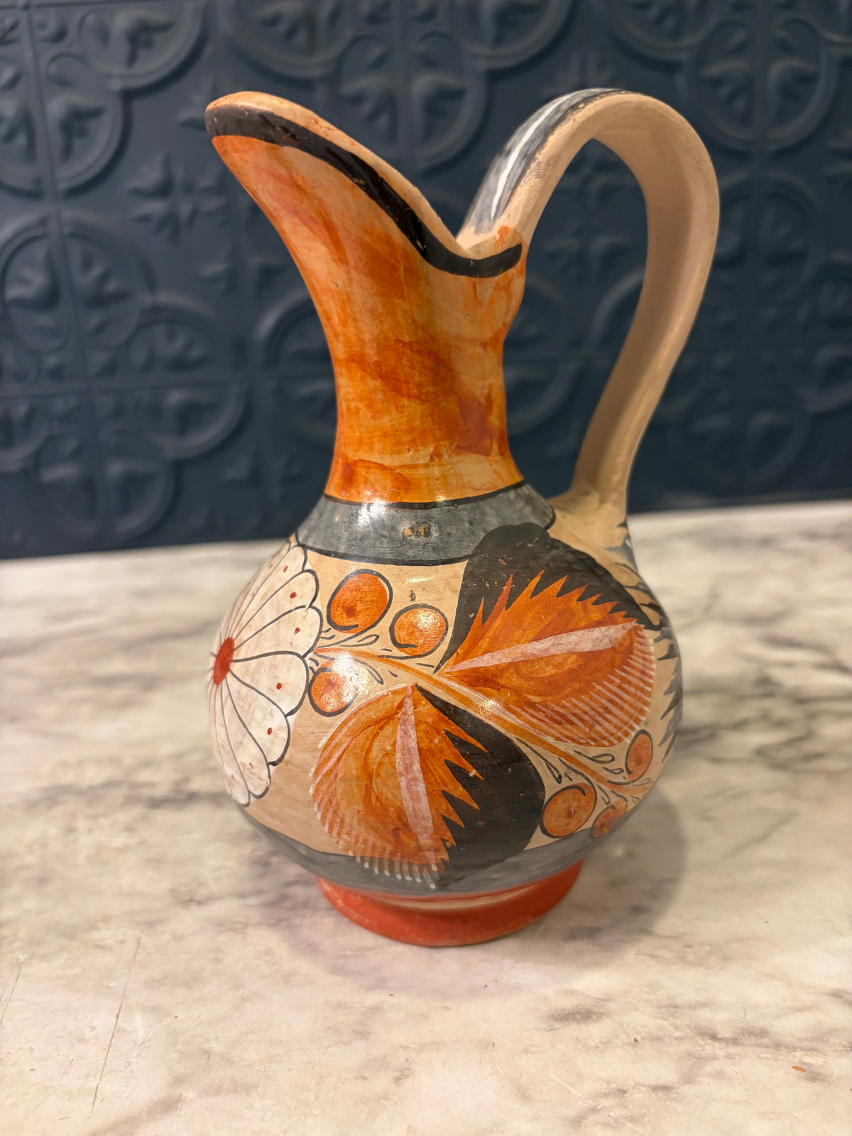 Mexican Pottery Pitcher Orange