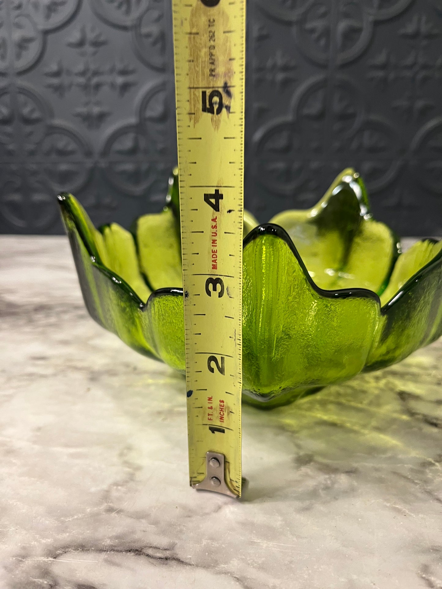 Viking Green glass Lotus bowl