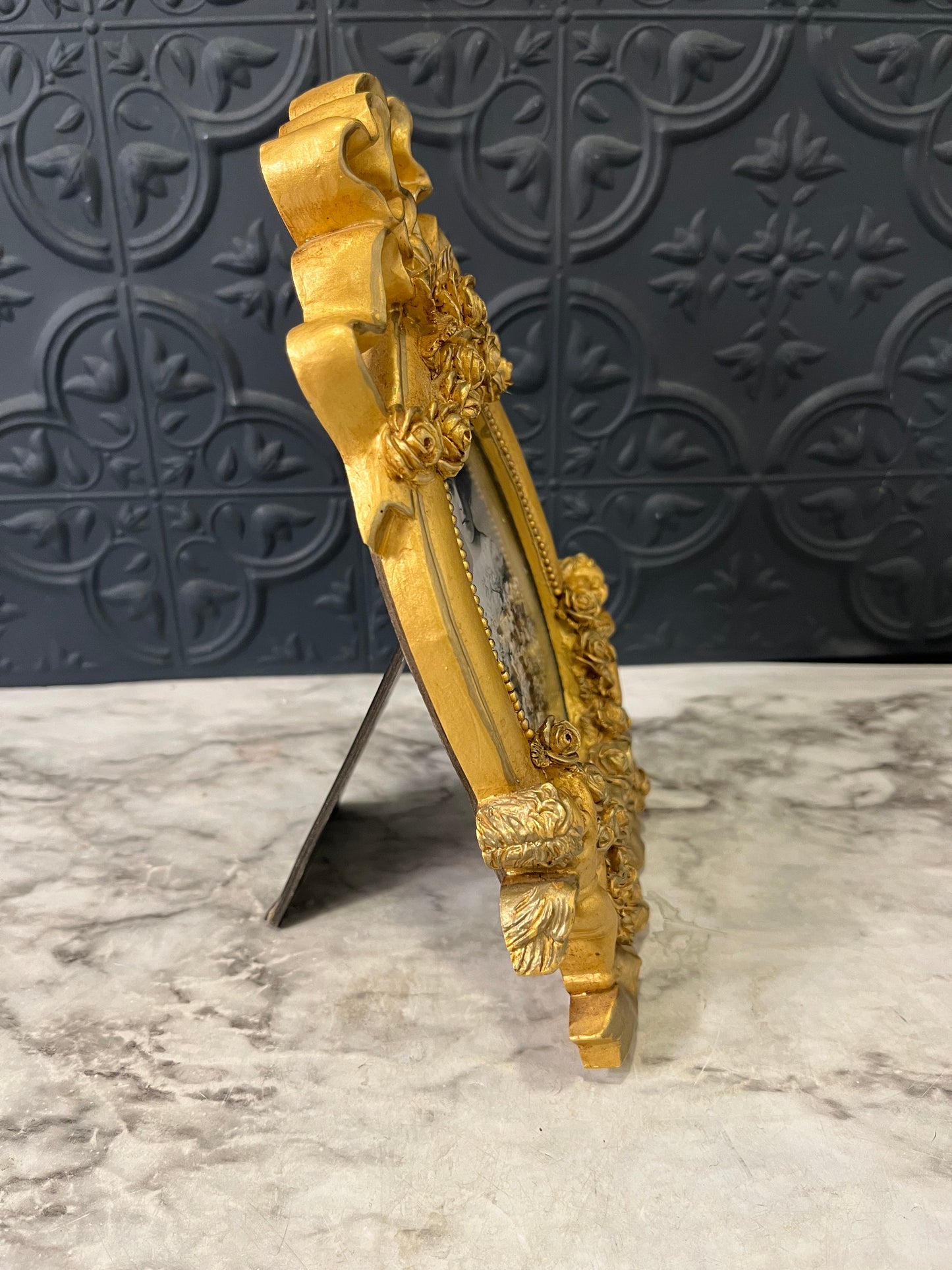 Gold Ornate Frame withe Cherubs and Bow