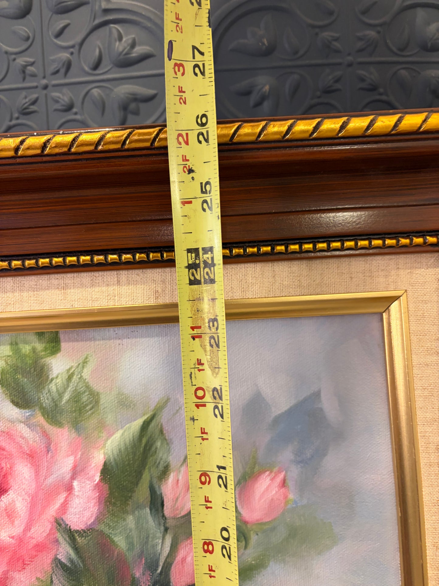 Pink Rose Painting Signed Thompson 94