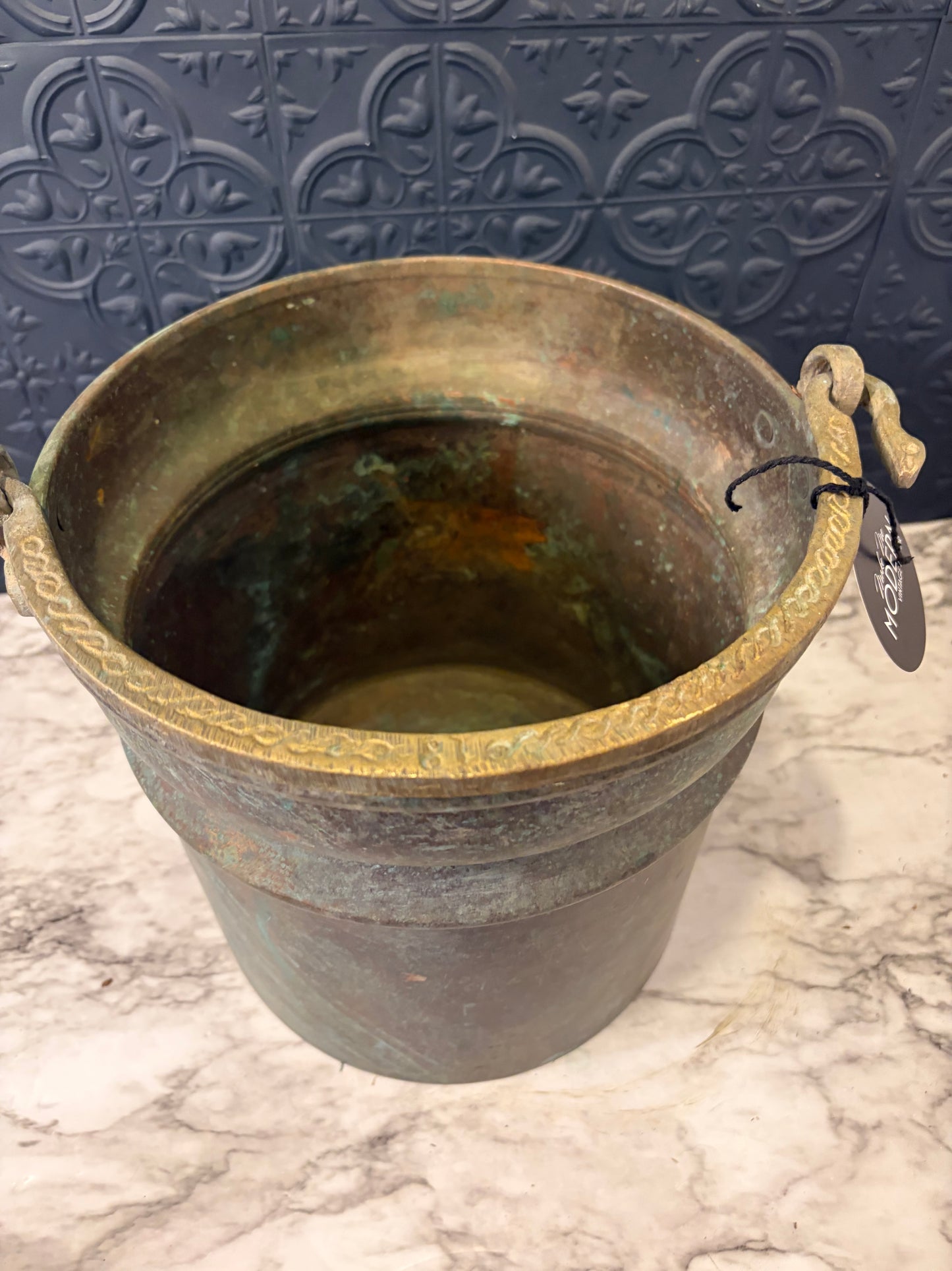 Copper Pail with Brass Handle 10"