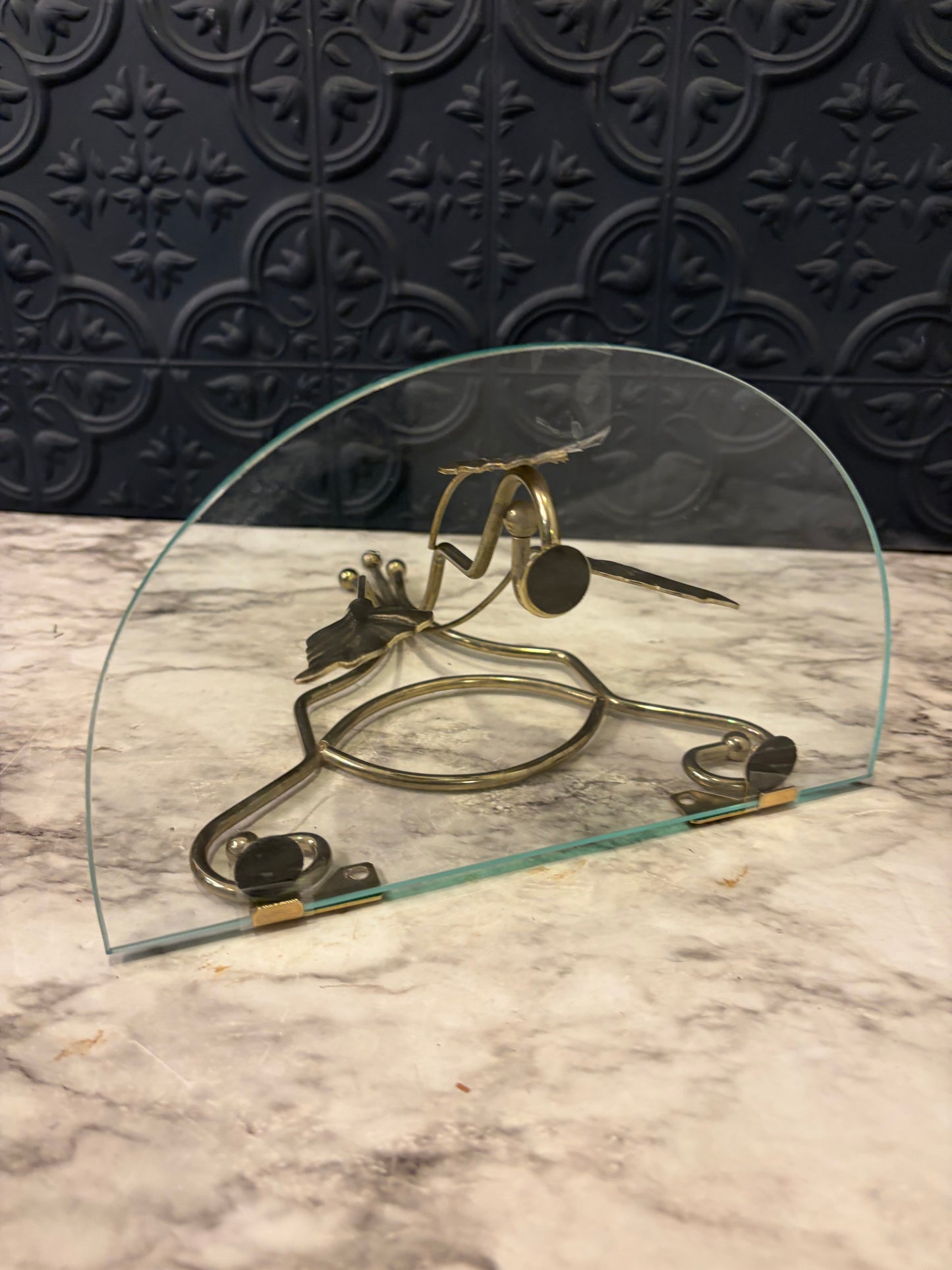 Brass Leaf and Glass Wall Shelf Small