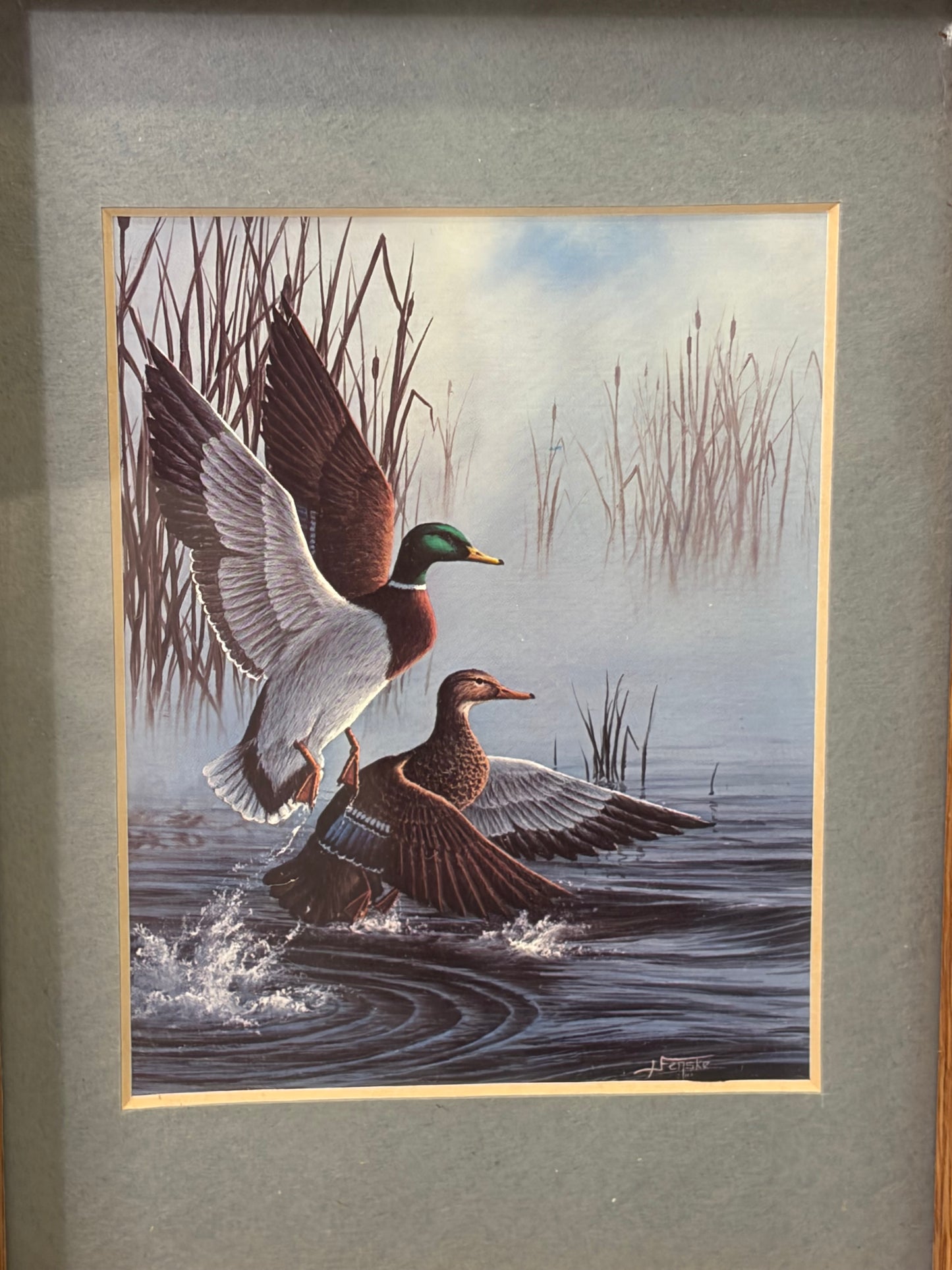 Flying Ducks with Blue Mat
