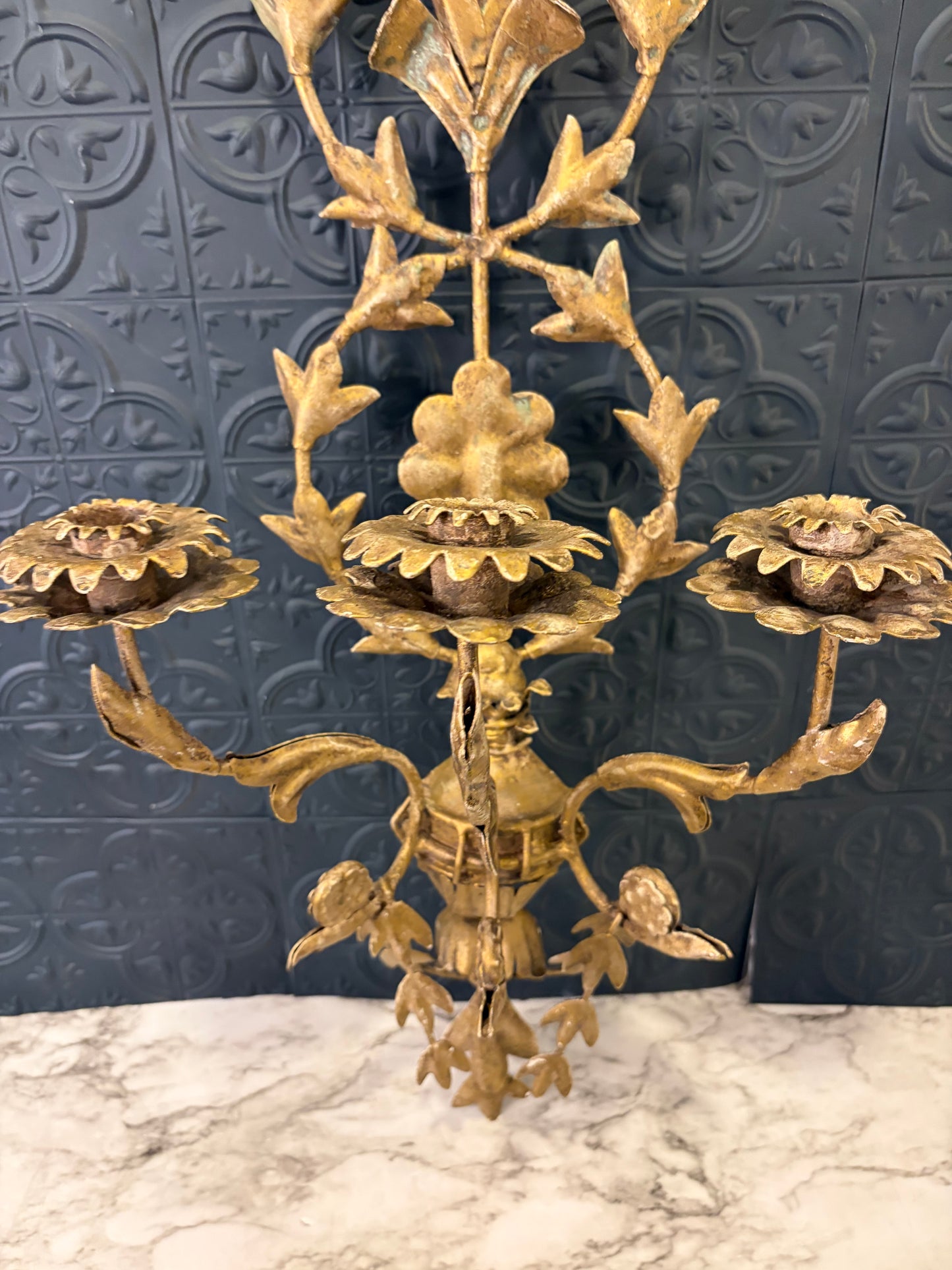 French Style gold Metal Wall Sconce 36"
