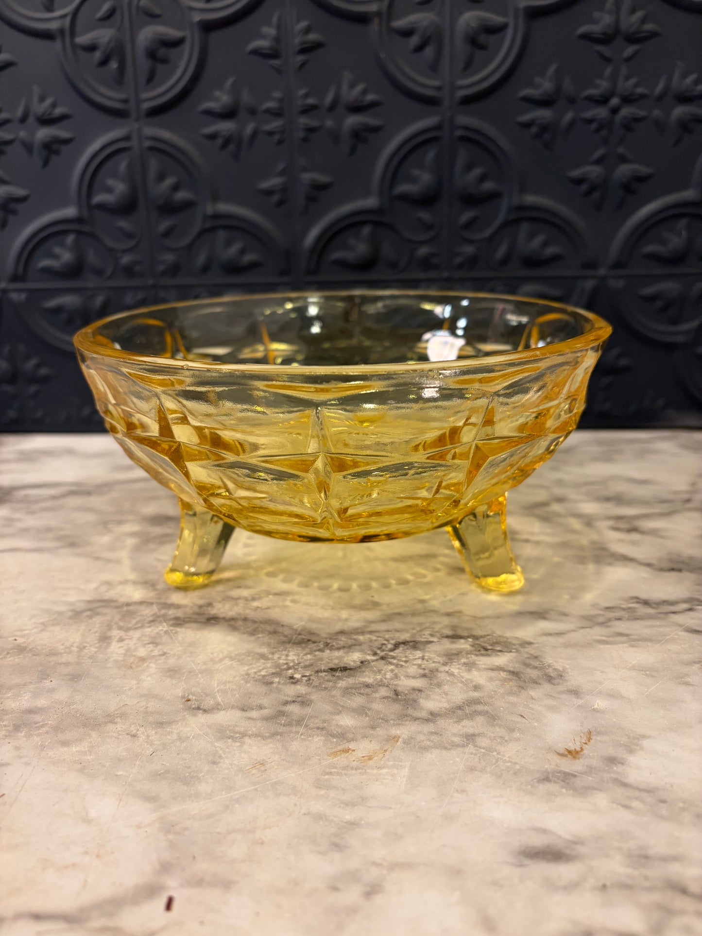 Indiana Glass Yellow Footed Bowl