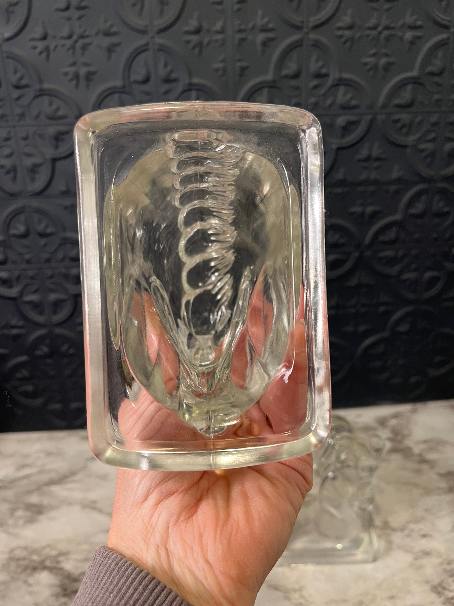 Clear glass horse head bookends x2