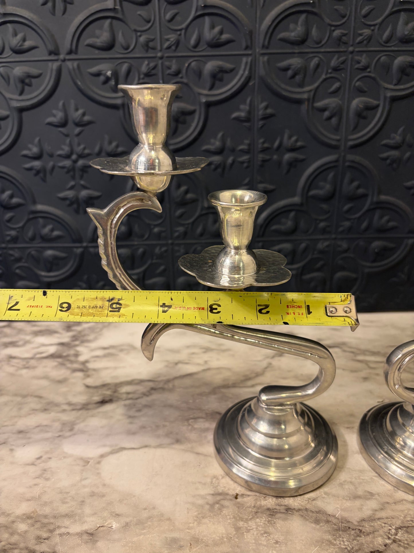 Set of Silverplate Double Flower Candleabras