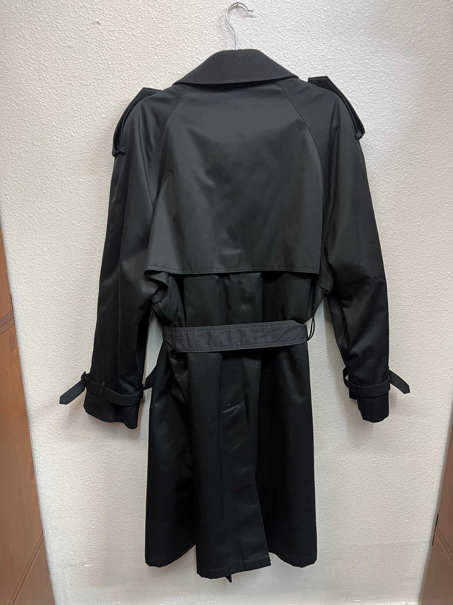 Chaps Black Trench Coat with Belt
