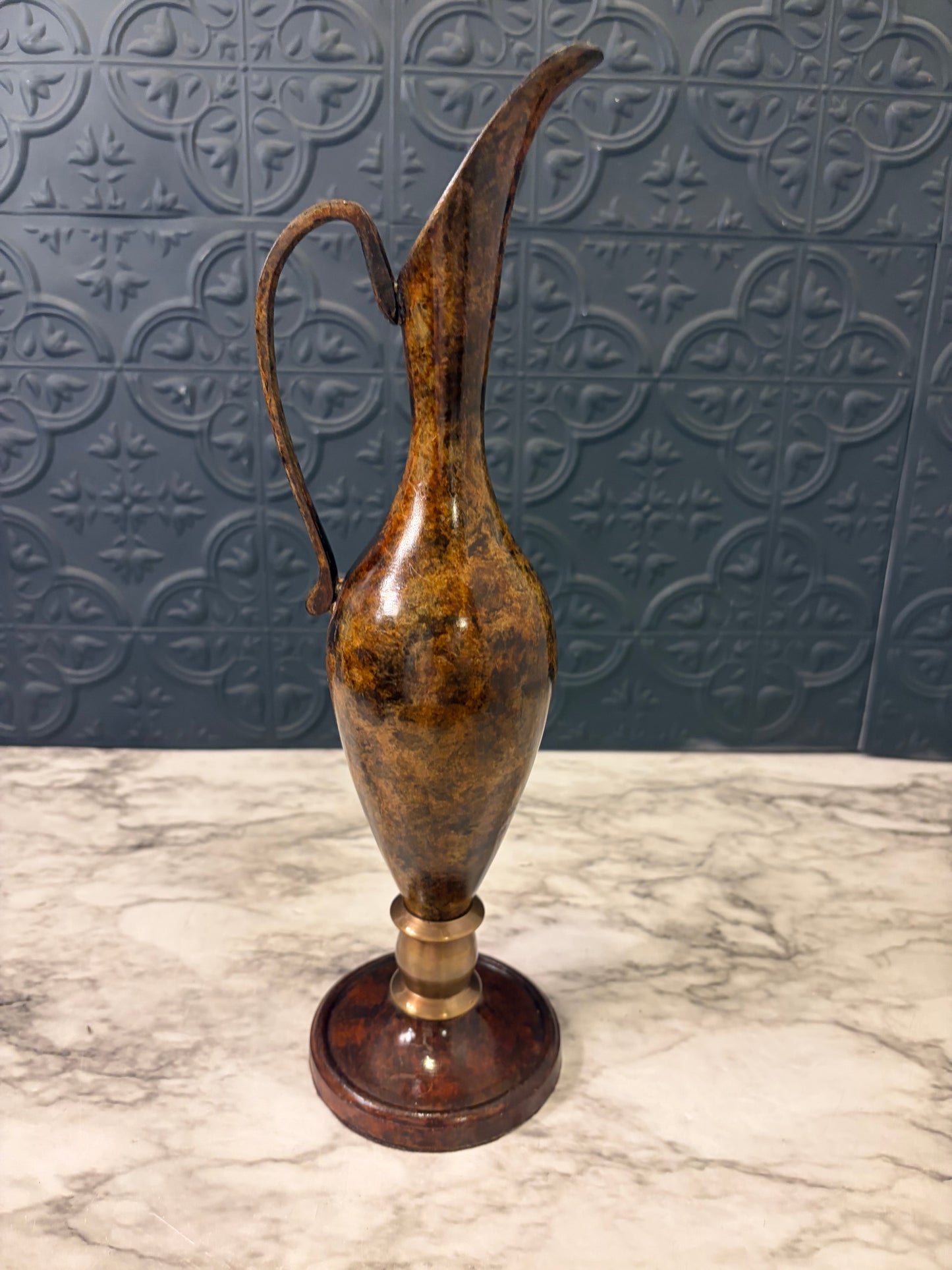 Brown Metal Decorative Skinny Pitcher