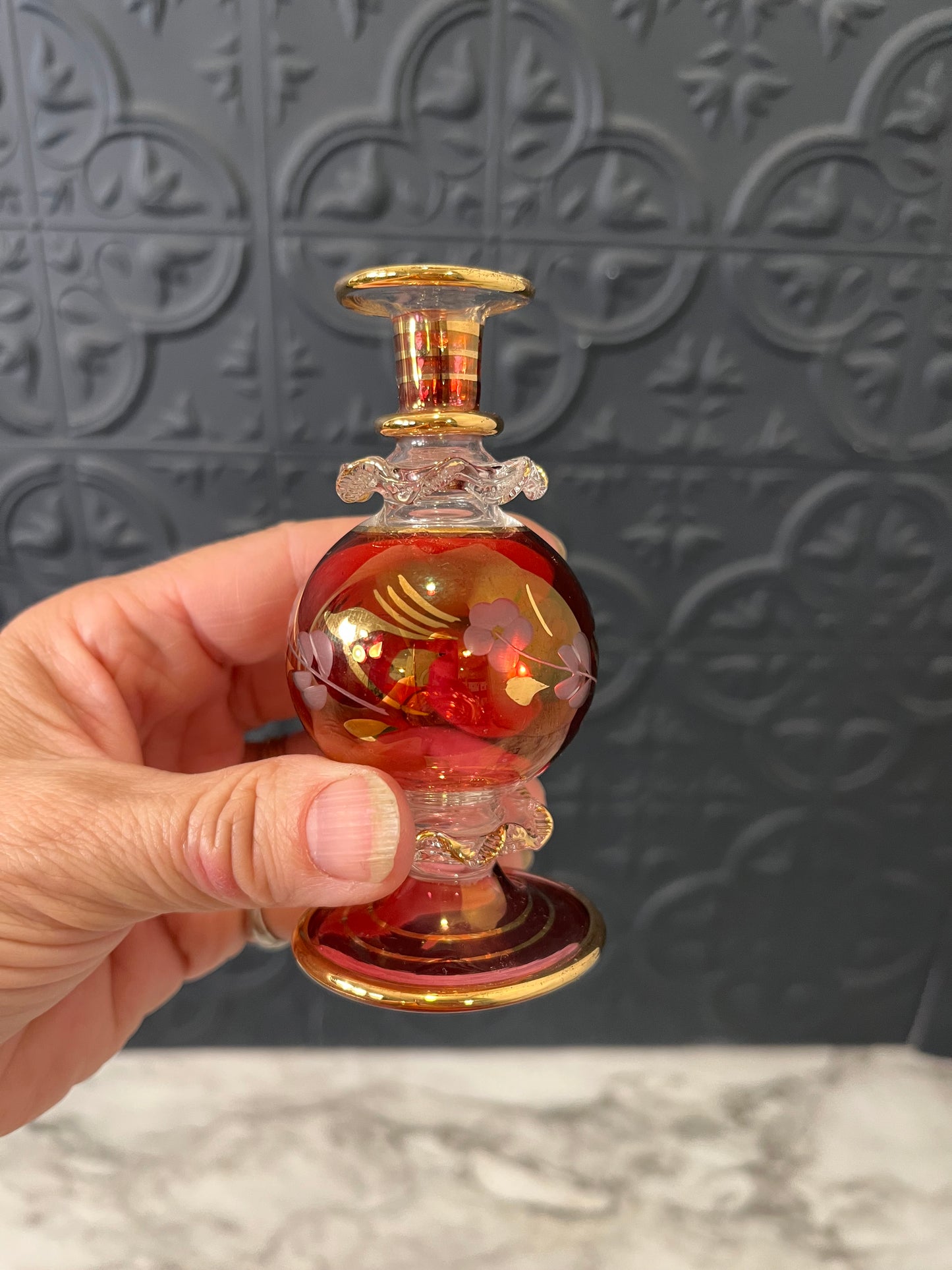 Pink Glass Perfume Bottle -No Stopper