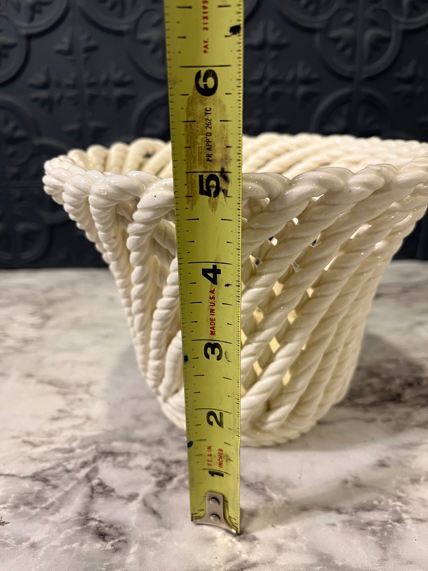 Ceramic open weave planter Marked Spain