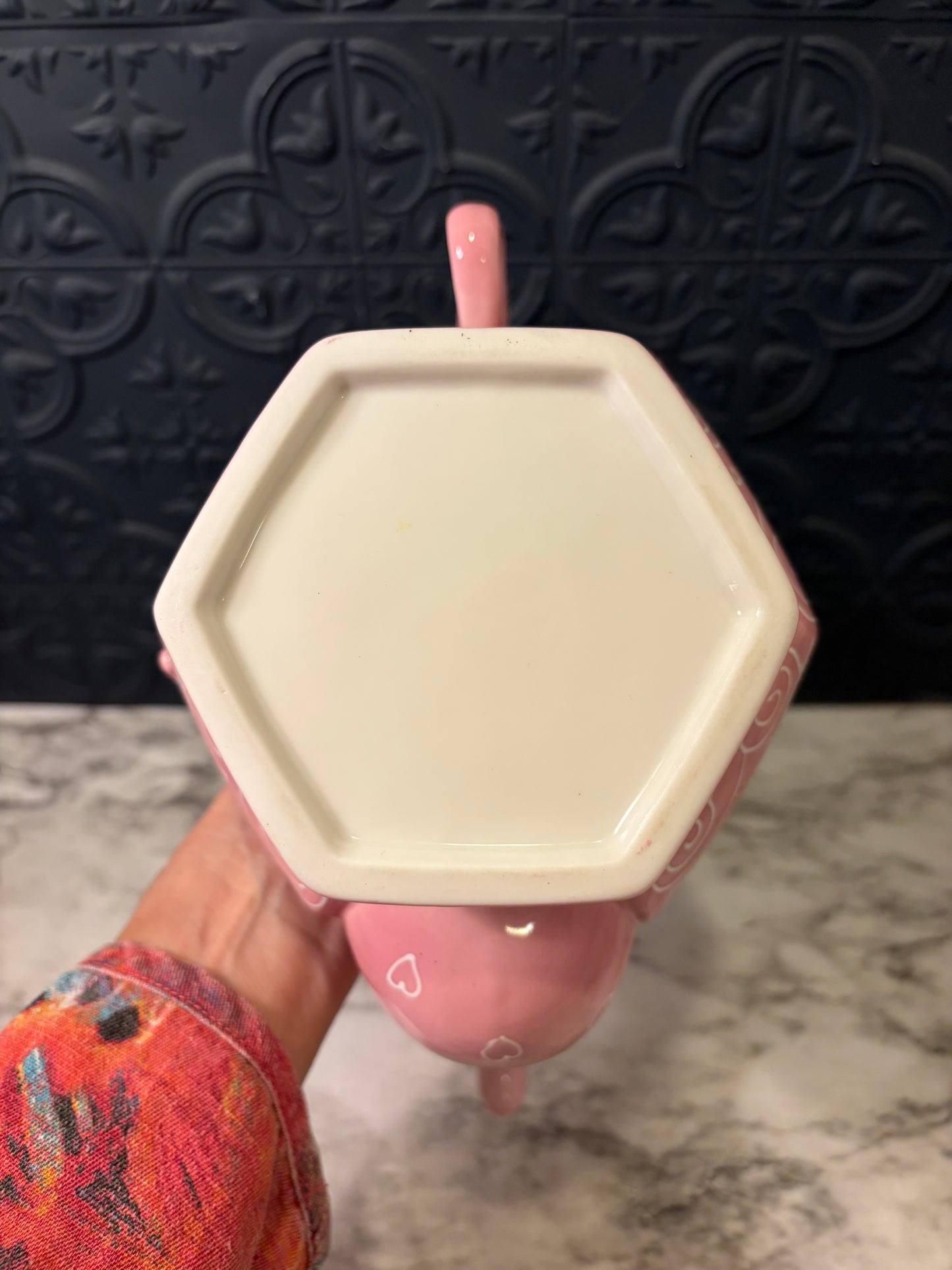 Pink Teapot with Heart Handle