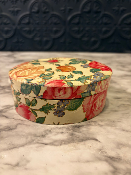 Small Floral Cardboard Jewelry Box Oval