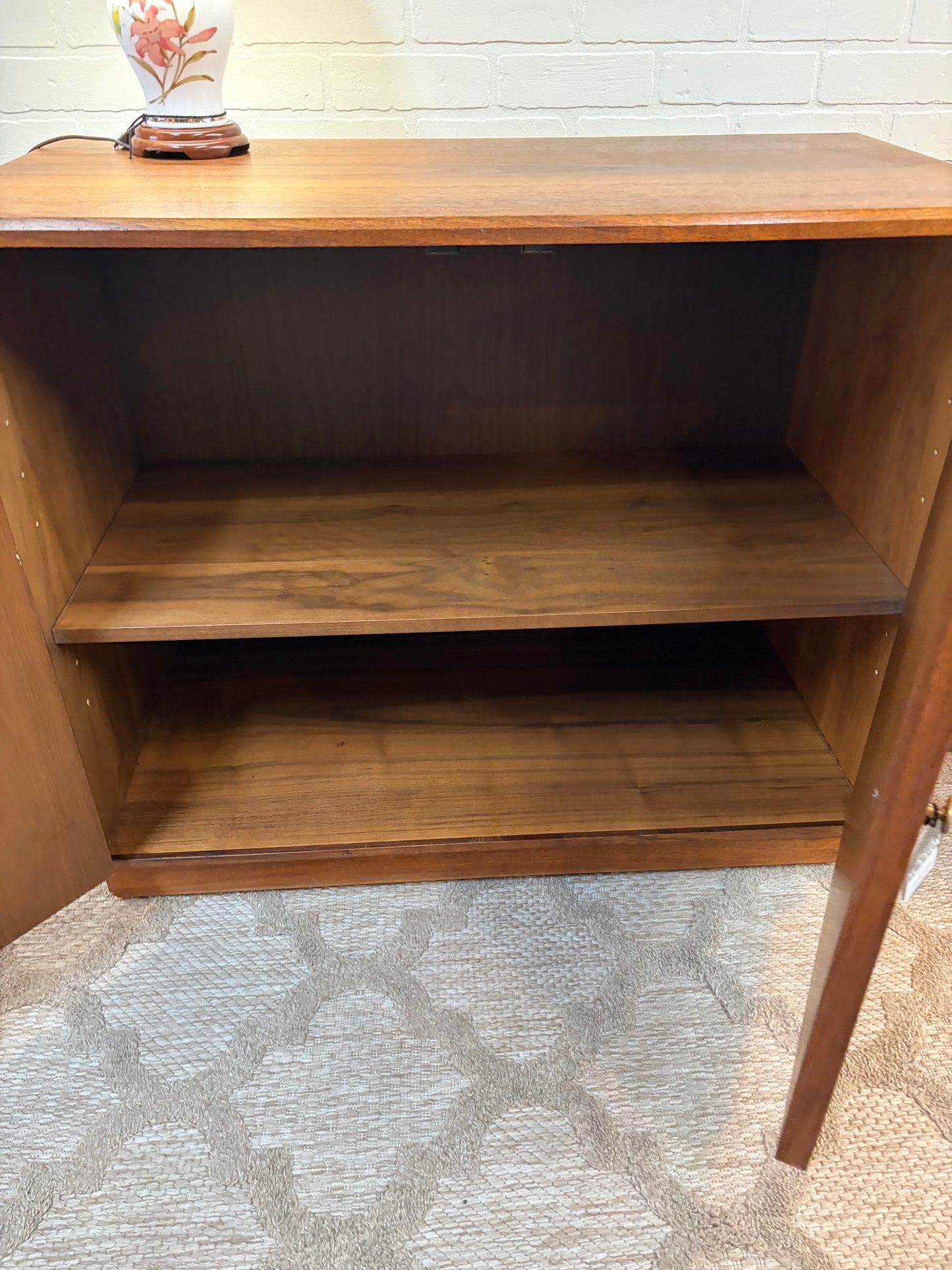 Mid Century Walnut Cabinet  Dimensions by West Michigan Furniture Co