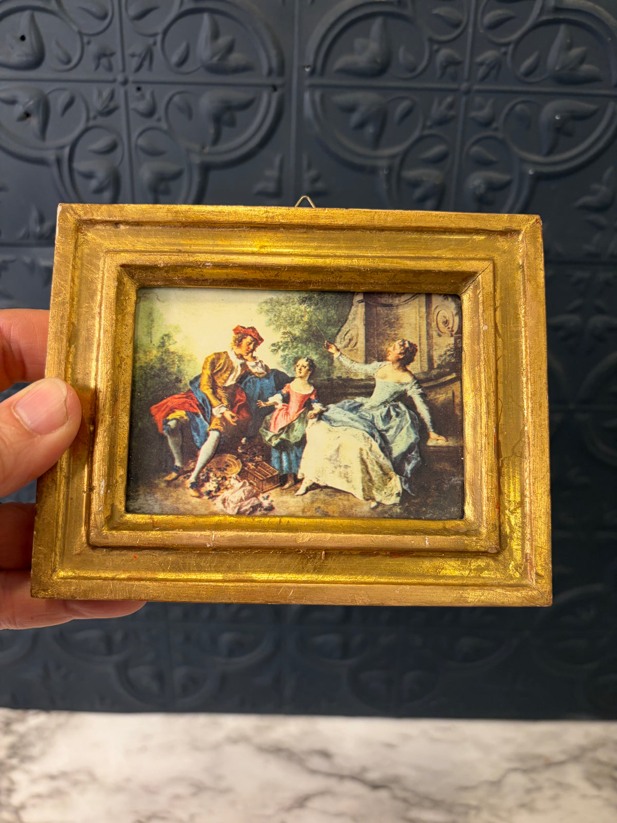 Small Italian Frame with Lady in Blue Dress