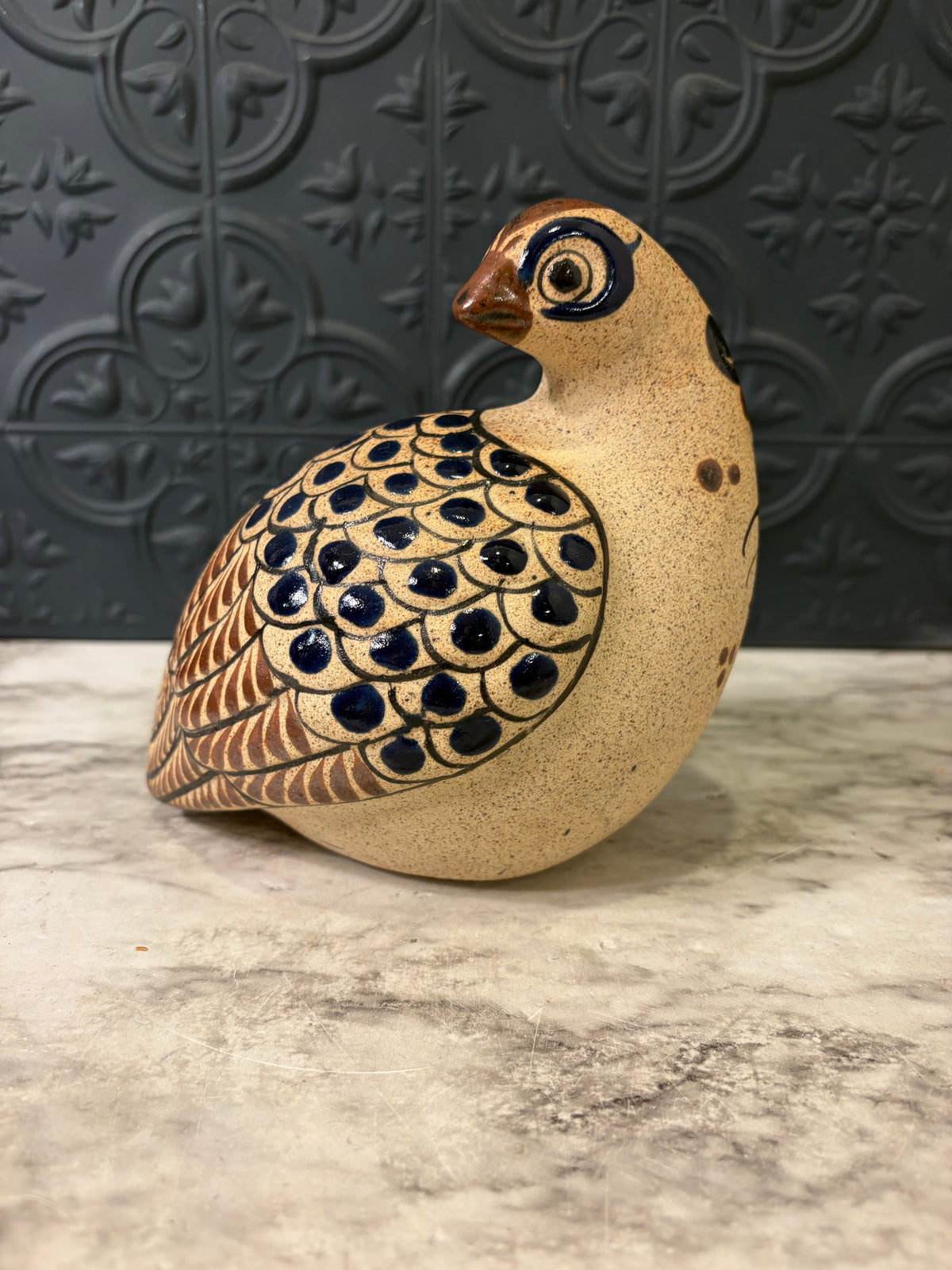 Hand Painted Tonala Mexican Folk Art Quail