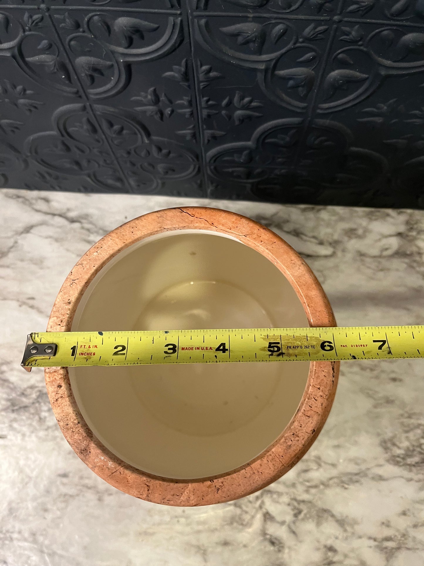 Brown Marbled Ceramic Round Vase