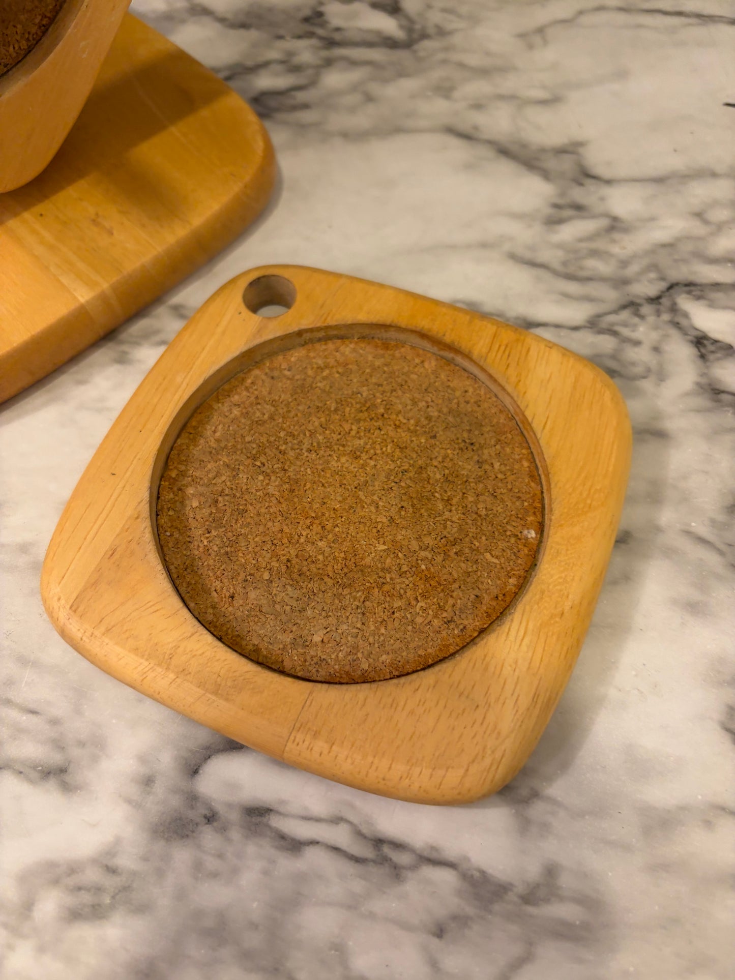 Wood and Cork Coaster Set with Stand