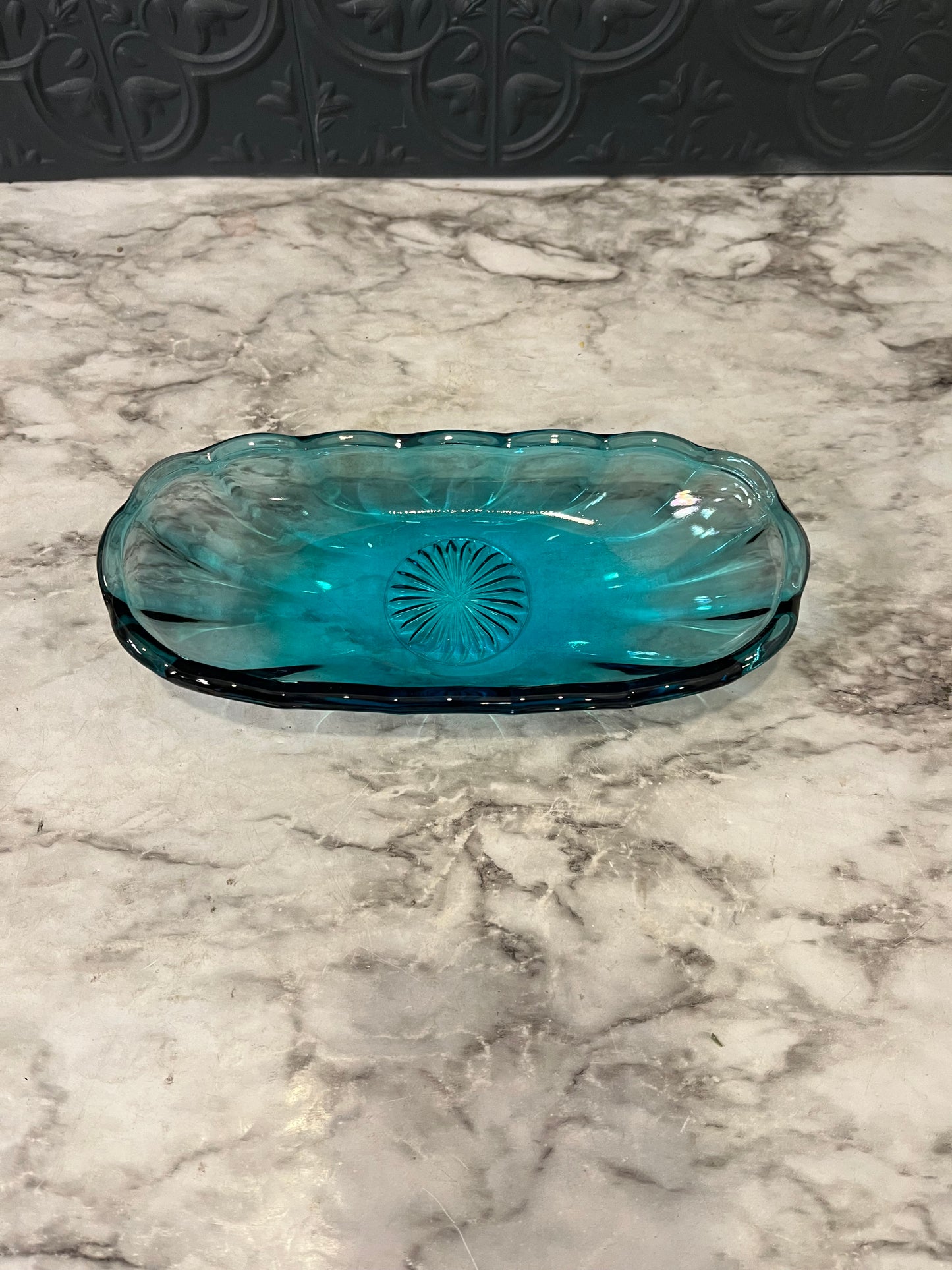 Anchor Hocking Blue Glass Oval Dish