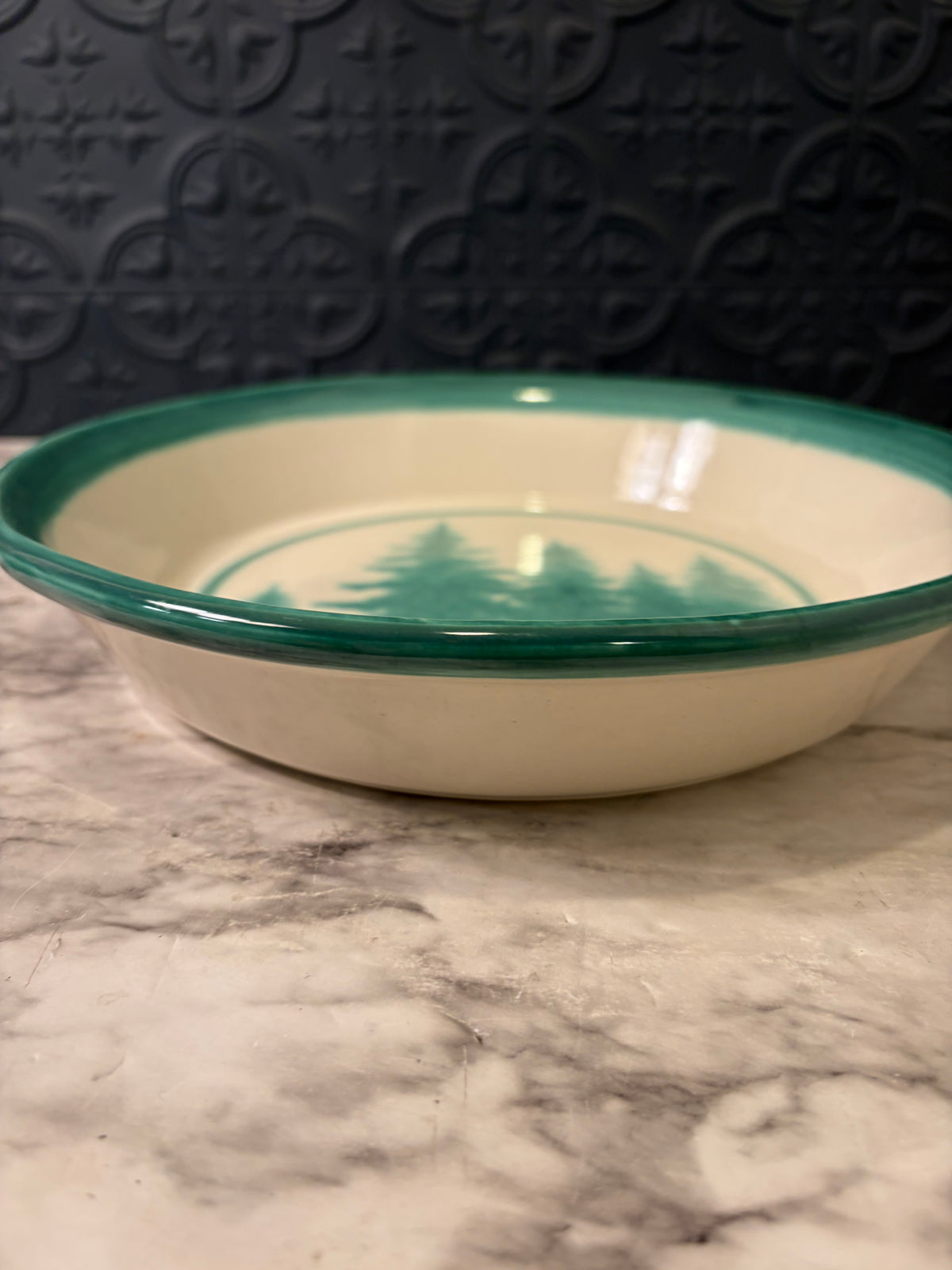 Studio Pottery Pie Plate with Trees