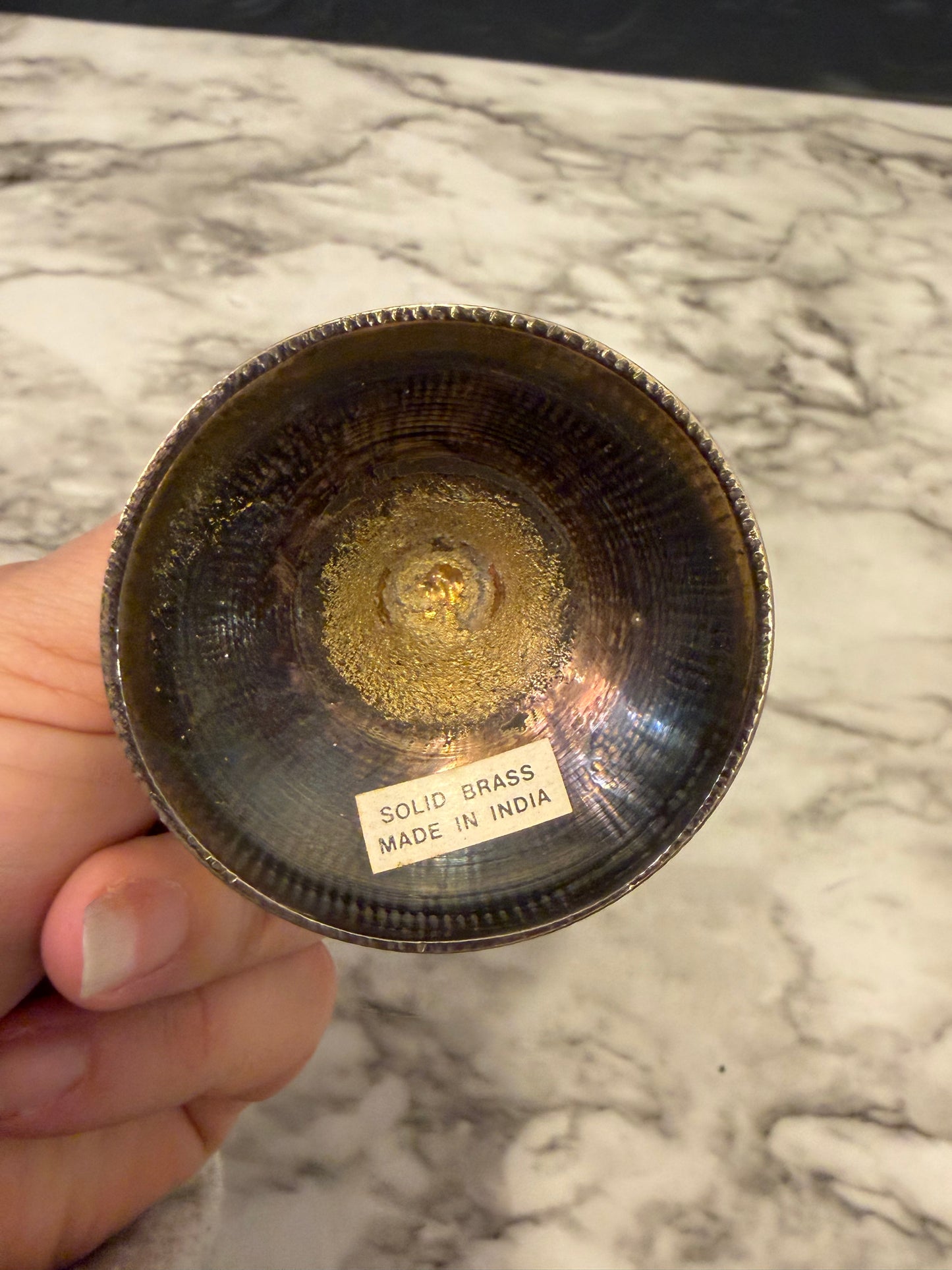 Brass Etched Vase 8" Stripe Neck