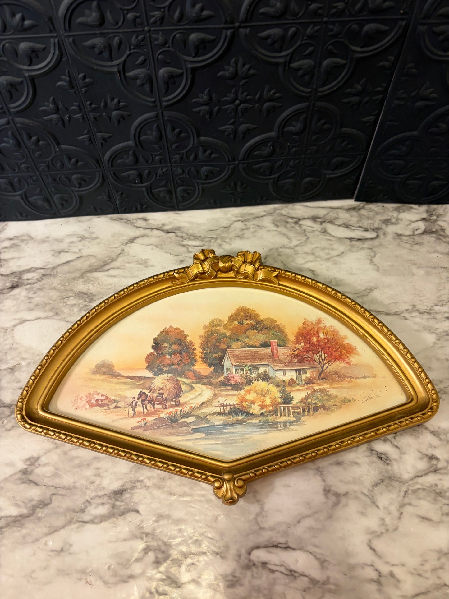 Homco Fan Shape Print Framed