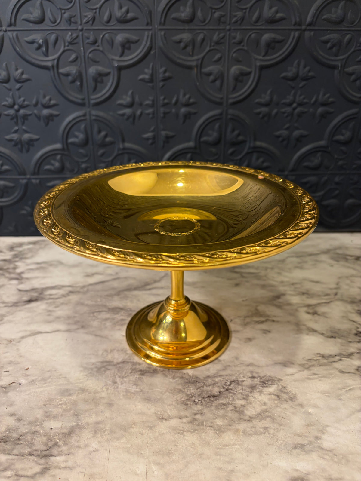 Shiny Brass Pedestal Bowl 5" Tall