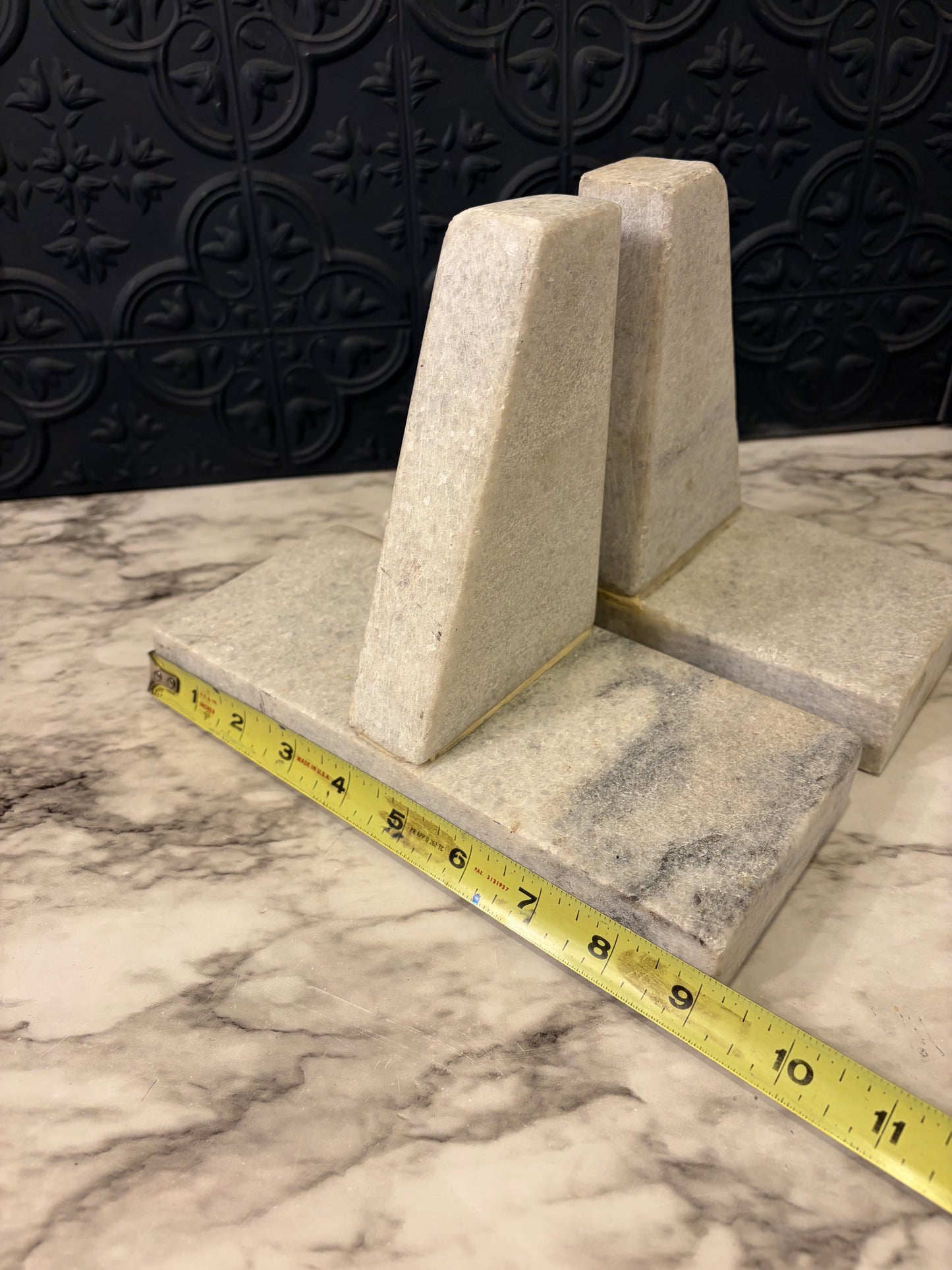 Heavy Stone Geometric Bookends