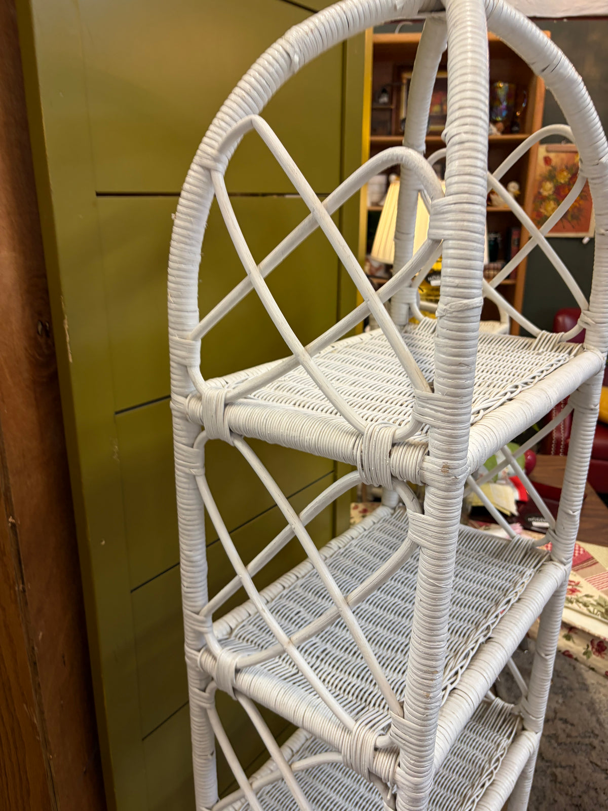 Narrow White Wicker Shelf