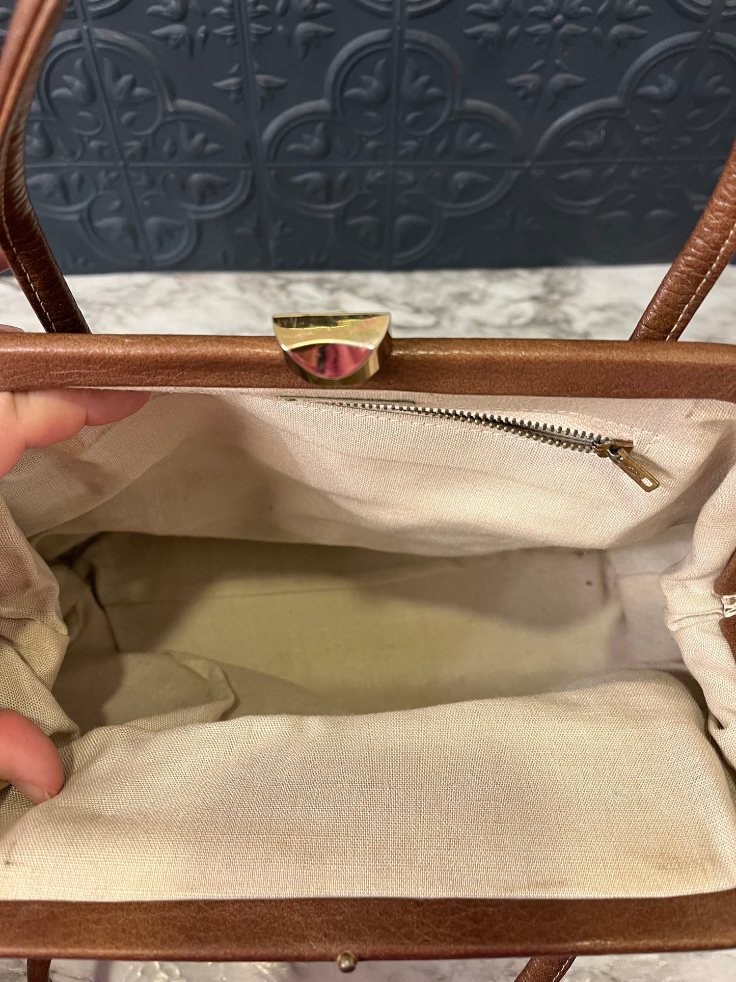 Roger Van S. Brown Leather Handbag