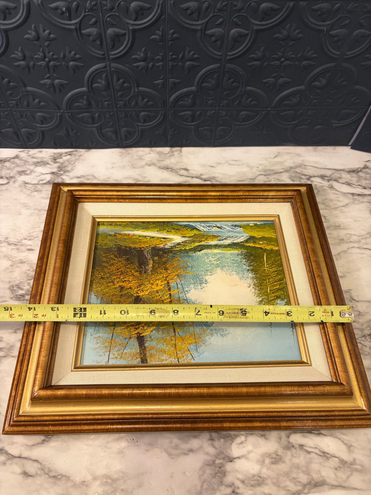 Vintage Oil Painting of Fall Landscape and River