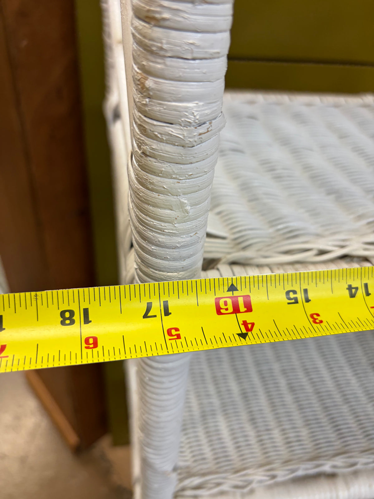 Narrow White Wicker Shelf