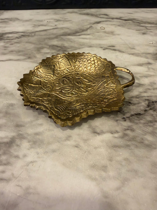 Brass etched Incense Dish 4"