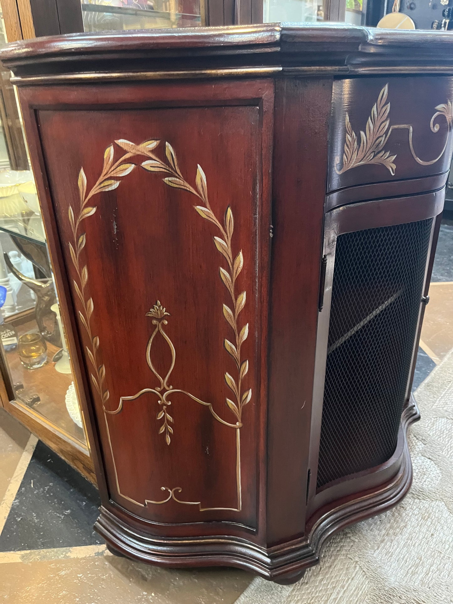 Bassett Red cabinet with Mesh Door