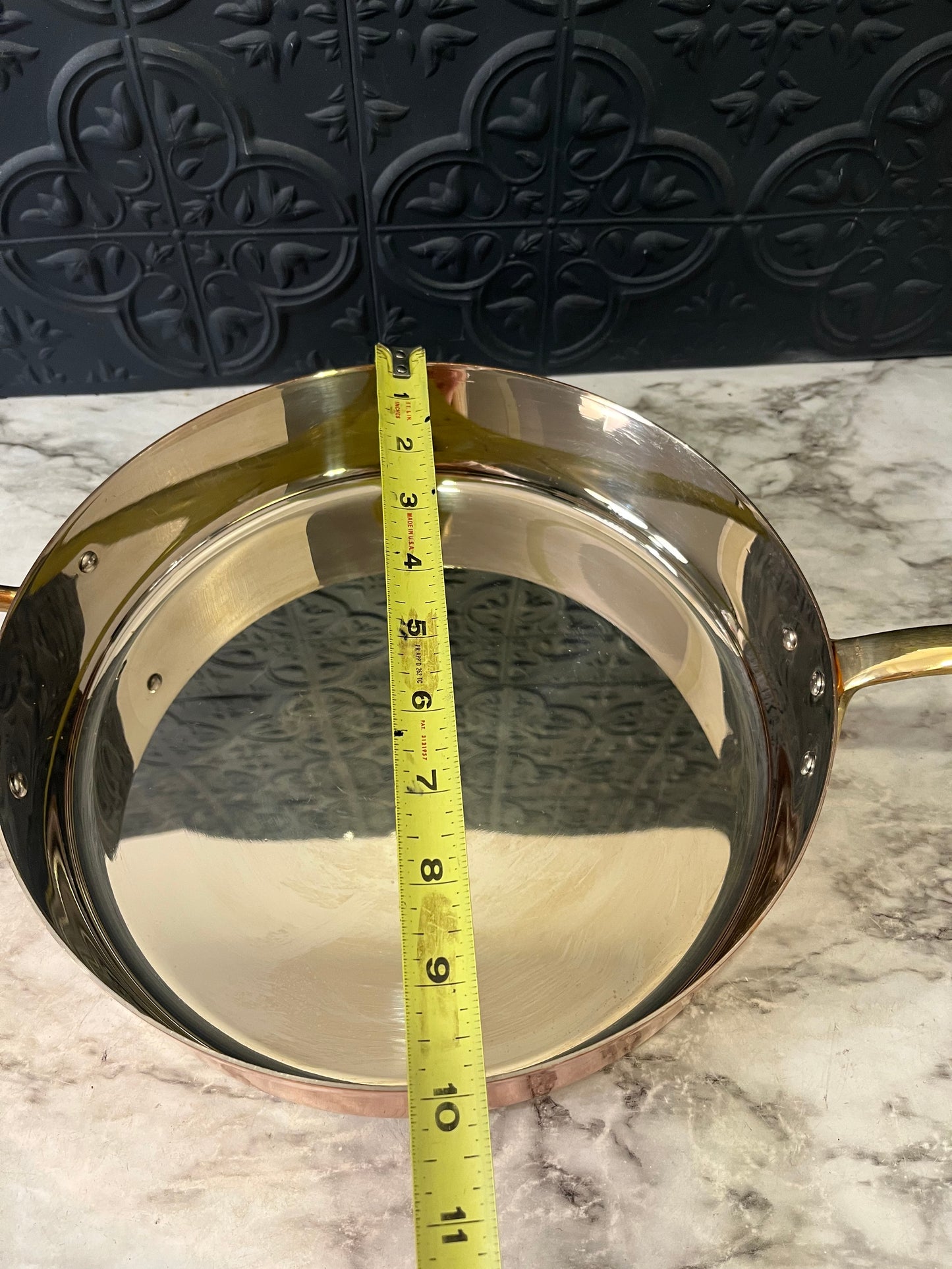 10" Copper Saute Pan with Brass Handle