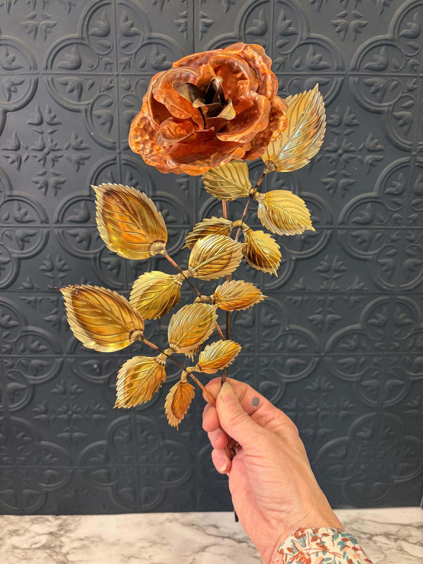 Homco Brass and Copper Rose