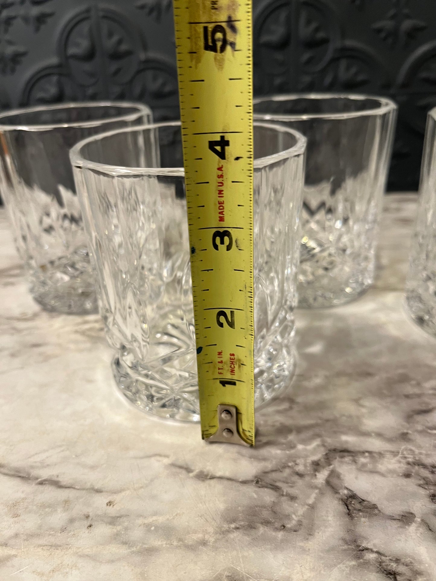 Diamond Cut Whiskey Glasses x 4