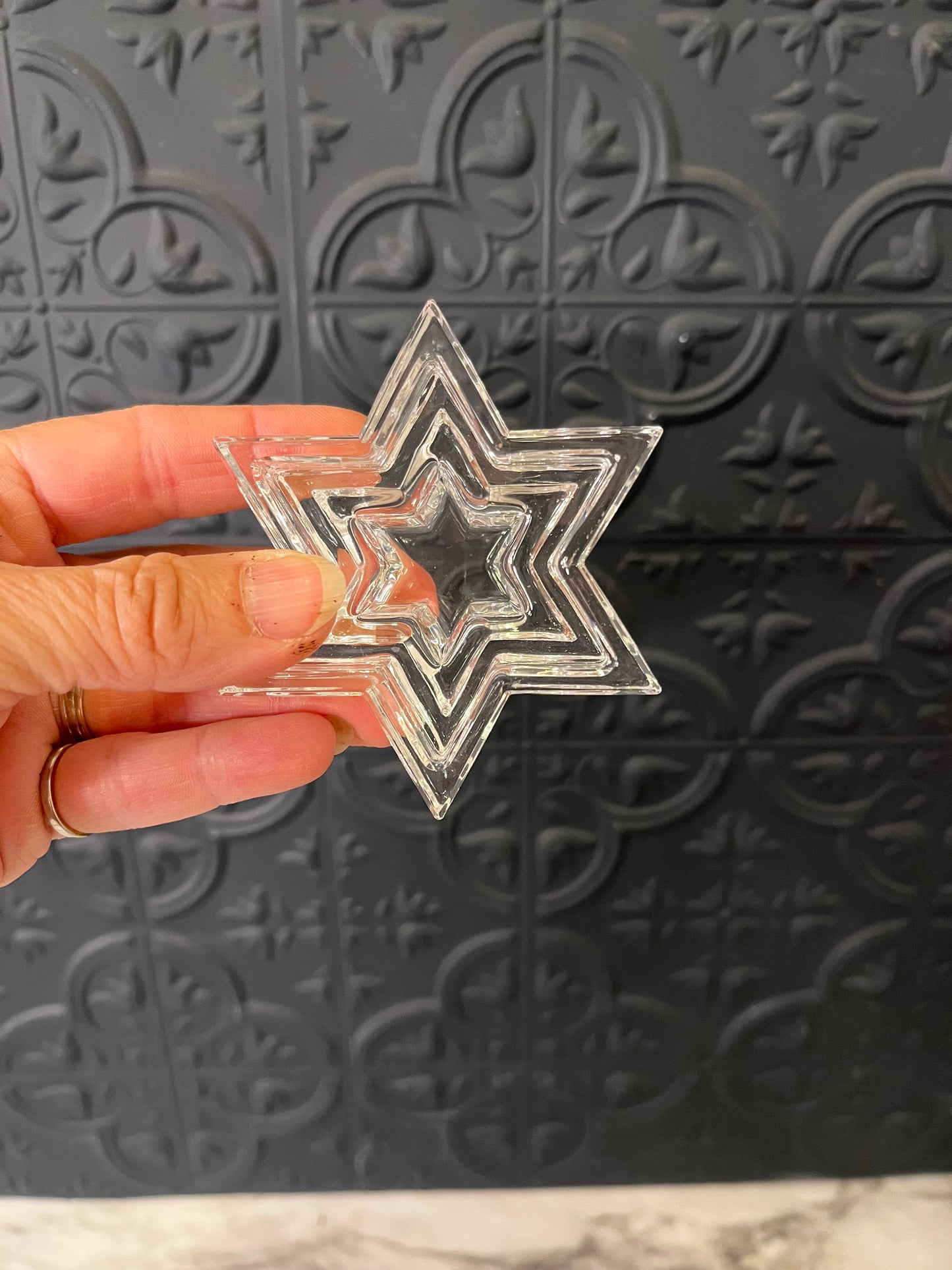 WMF Lead Crystal Stackable Star Candle Holder set of 3