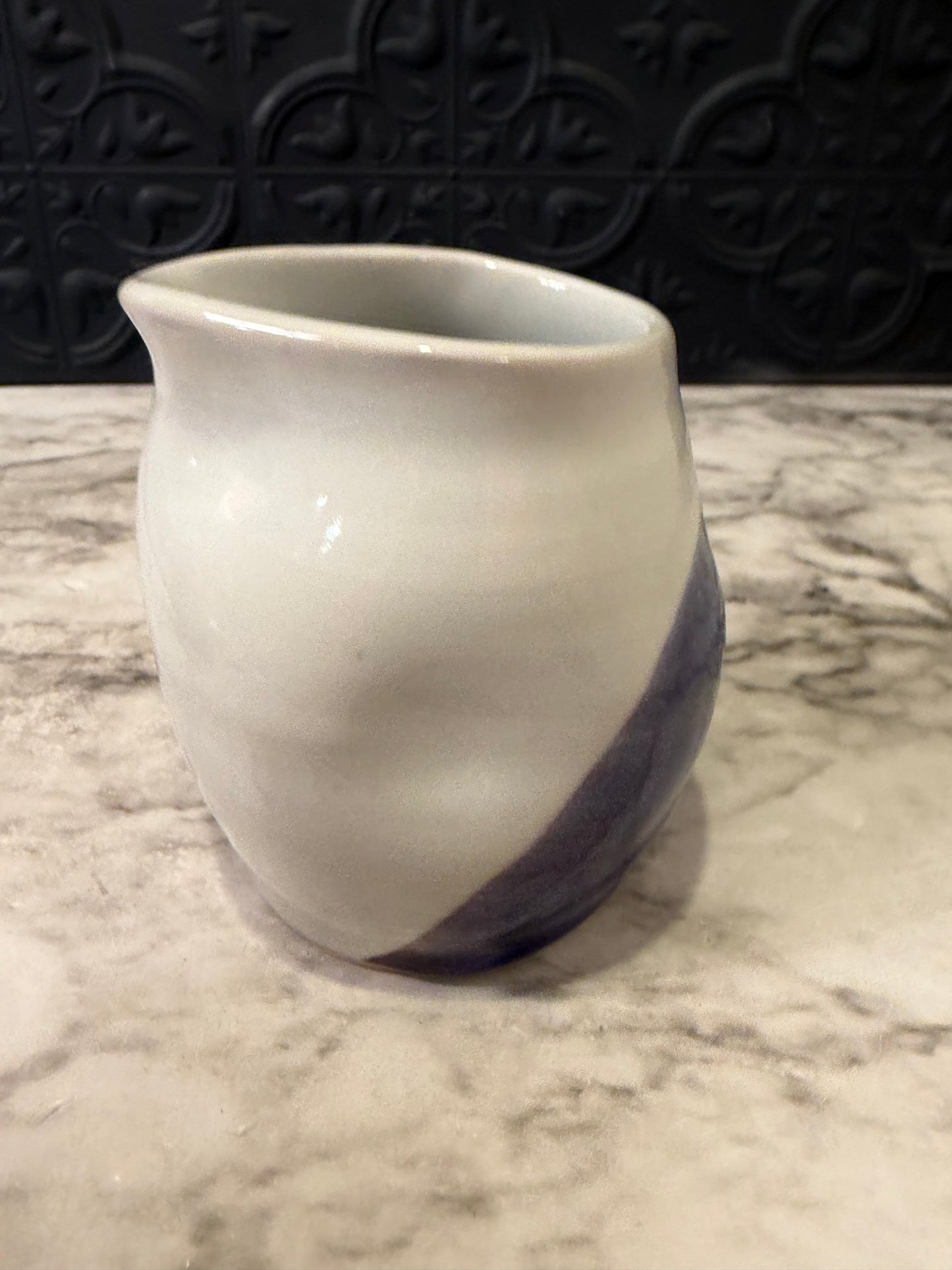 White and Blue Pitcher - Matoba KE Stamped