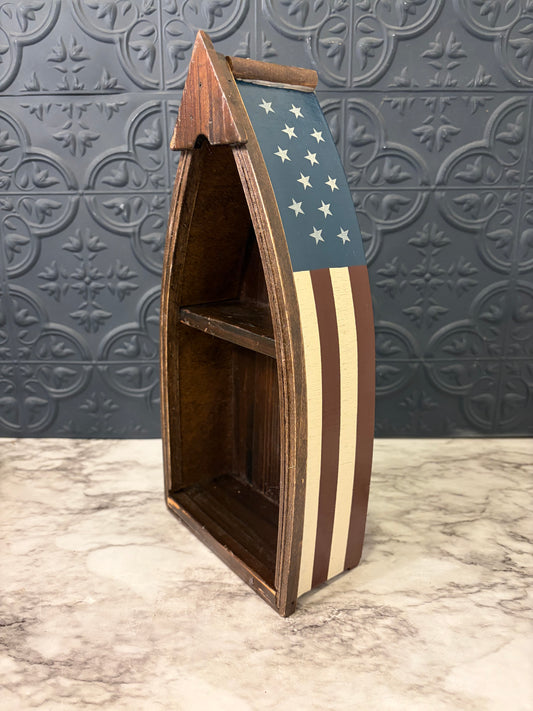 Small Patriotic Rowboat Shelf