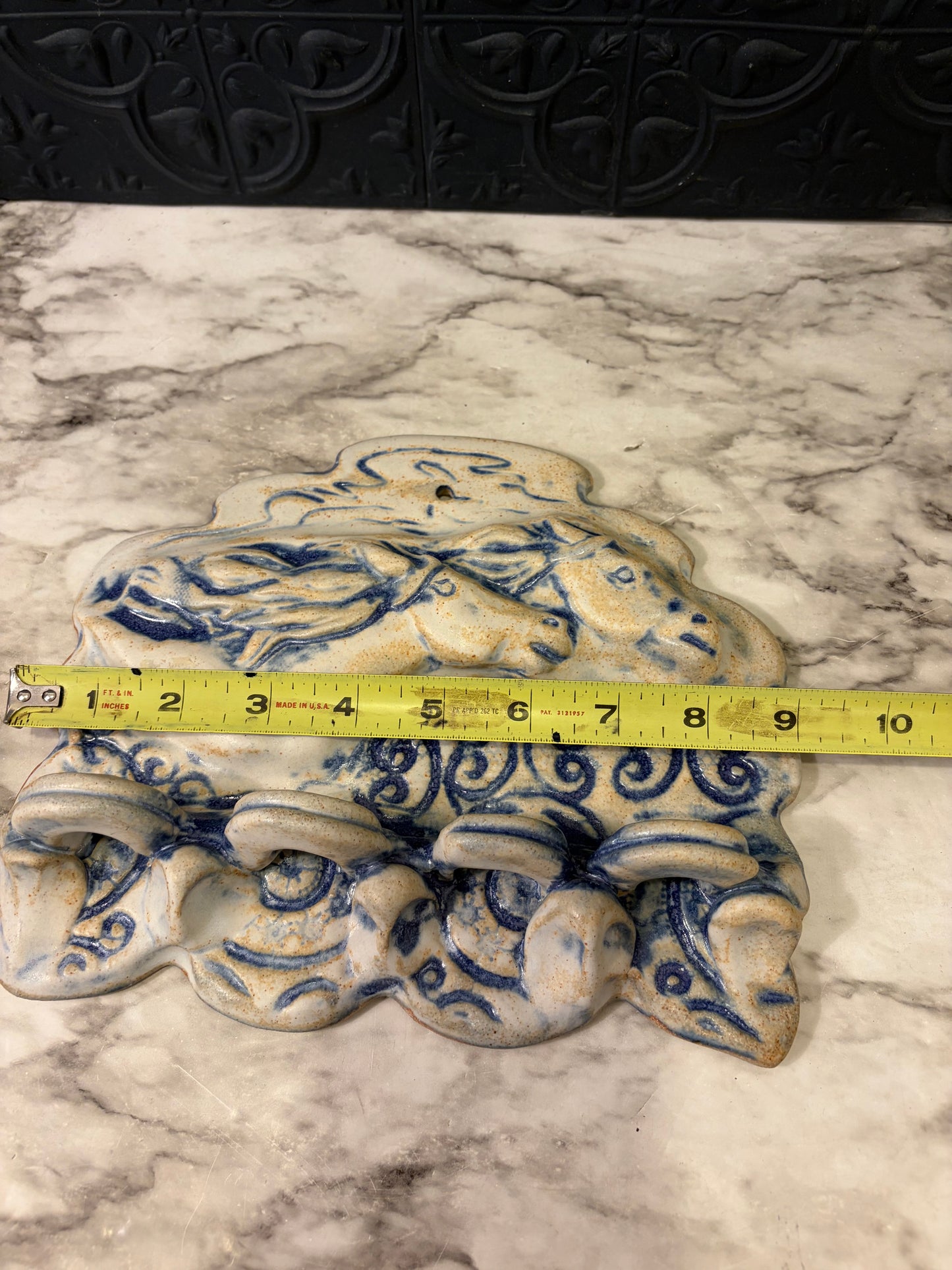 Ceramic Wall Blue and White Horse with Cutouts
