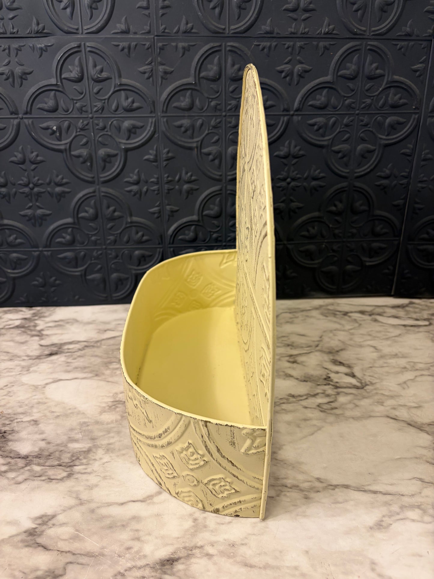 Cream Distress Metal Wall Planter half Round Design
