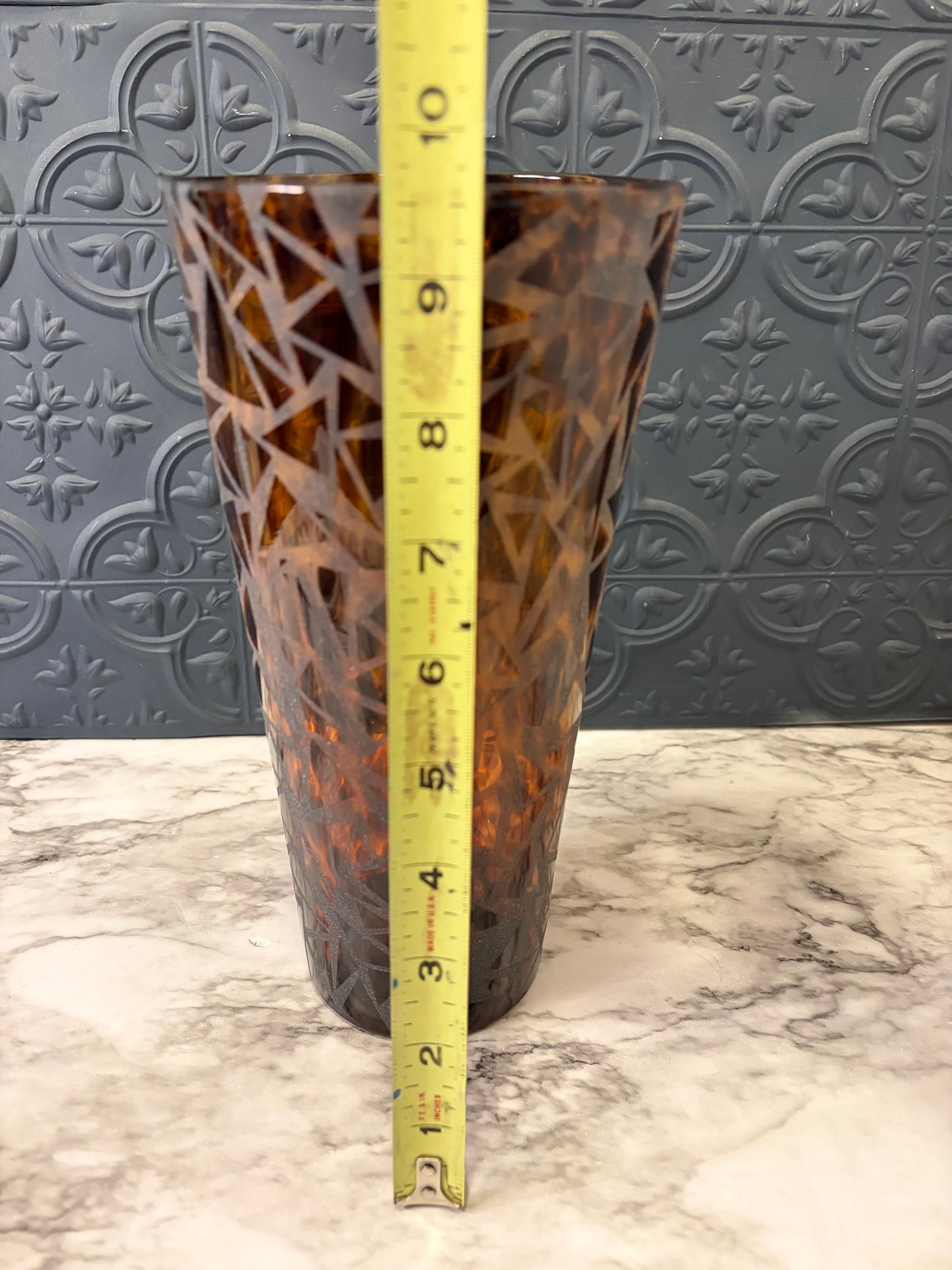 Etched Tortoise Shell Vase