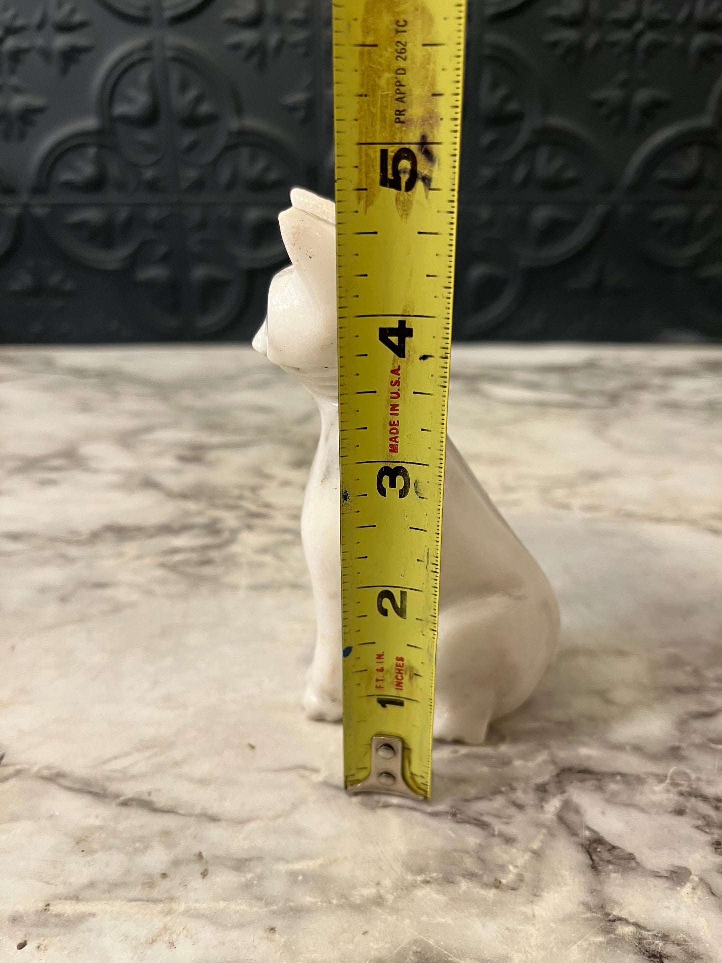 Carved White Stone Cat